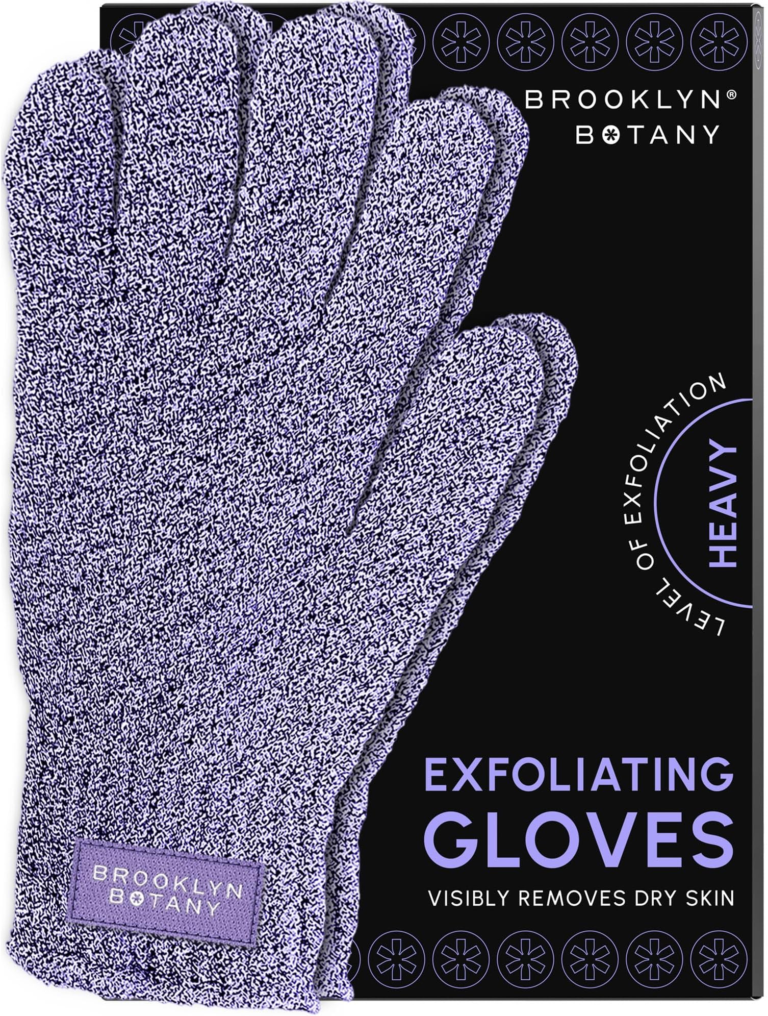 Brooklyn Botany Exfoliating Gloves for Bath and Shower – Heavy Duty Exfoliating Body Scrubber for Massage and Dead Skin Remover for Body – 1 Pair