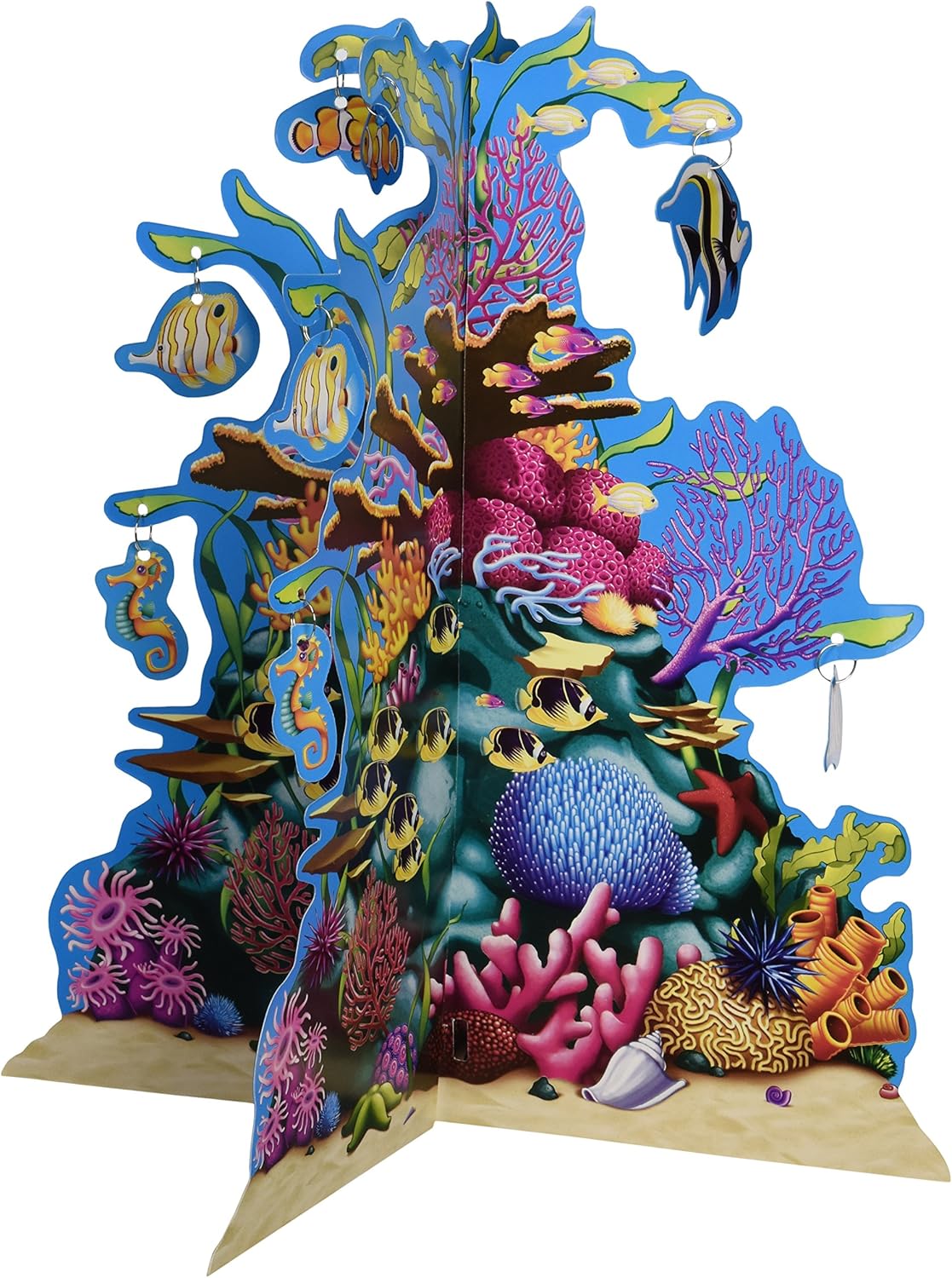 Beistle 3-D Coral Reef Centerpiece, 10" Tall - Beach Luau Decorations, Nautical Ocean Life Tropical Summer Decor
