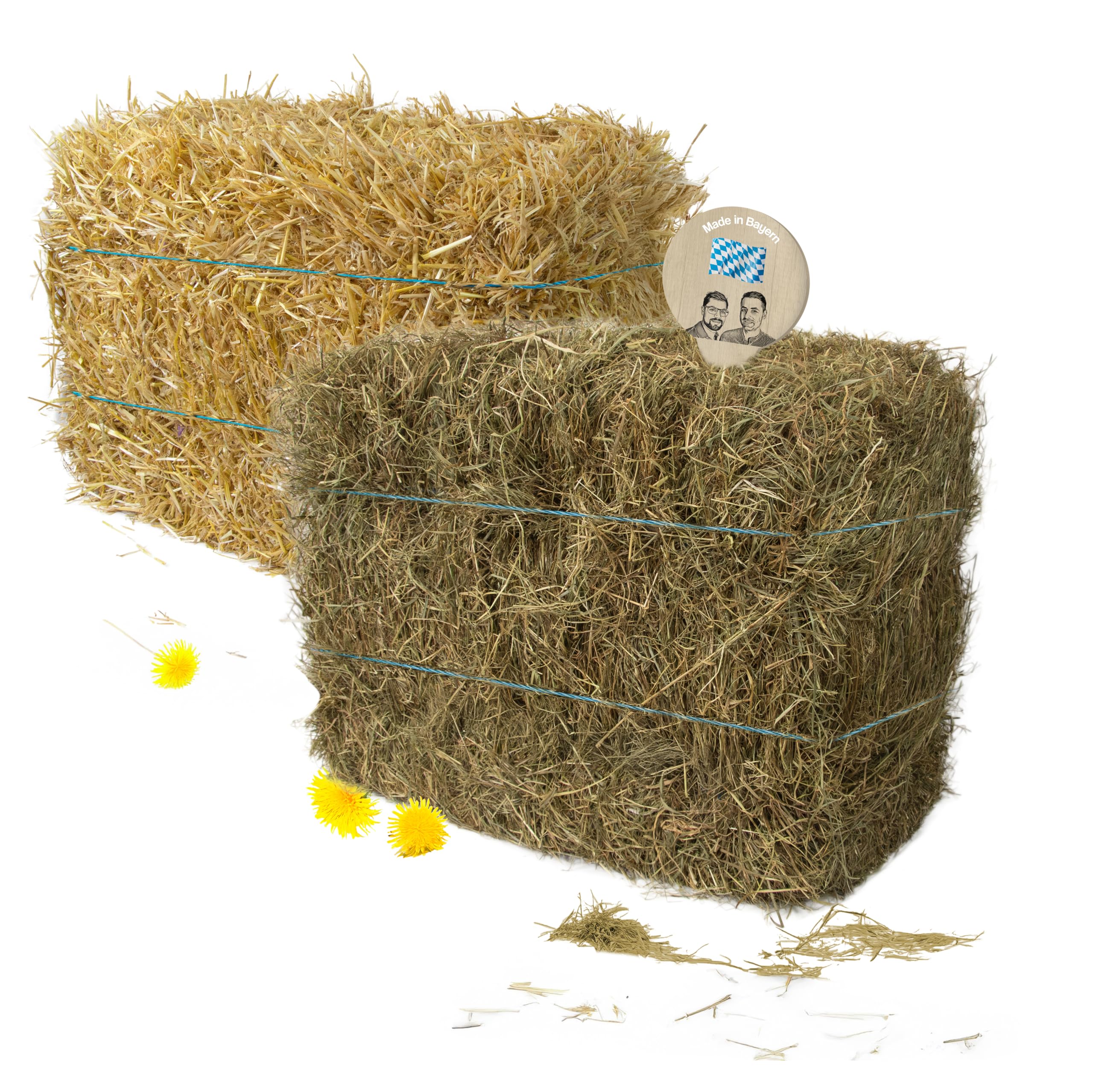 10 kg Stroh + 10kg Heu – Strohballen und Heuballen für Kleintiere - für Kaninchen, Meerschweinchen, Hamster und andere Nager – auch als dekostroh oder heu deko - Direkt aus Bayern