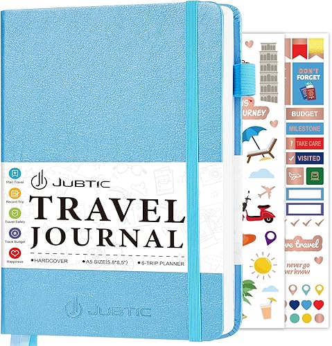 JUBTIC Diario de viaje, planificador de vacaciones con lista de embalaje, planificador de viaje de tamaño grande (7 x 10 pulgadas), diario de