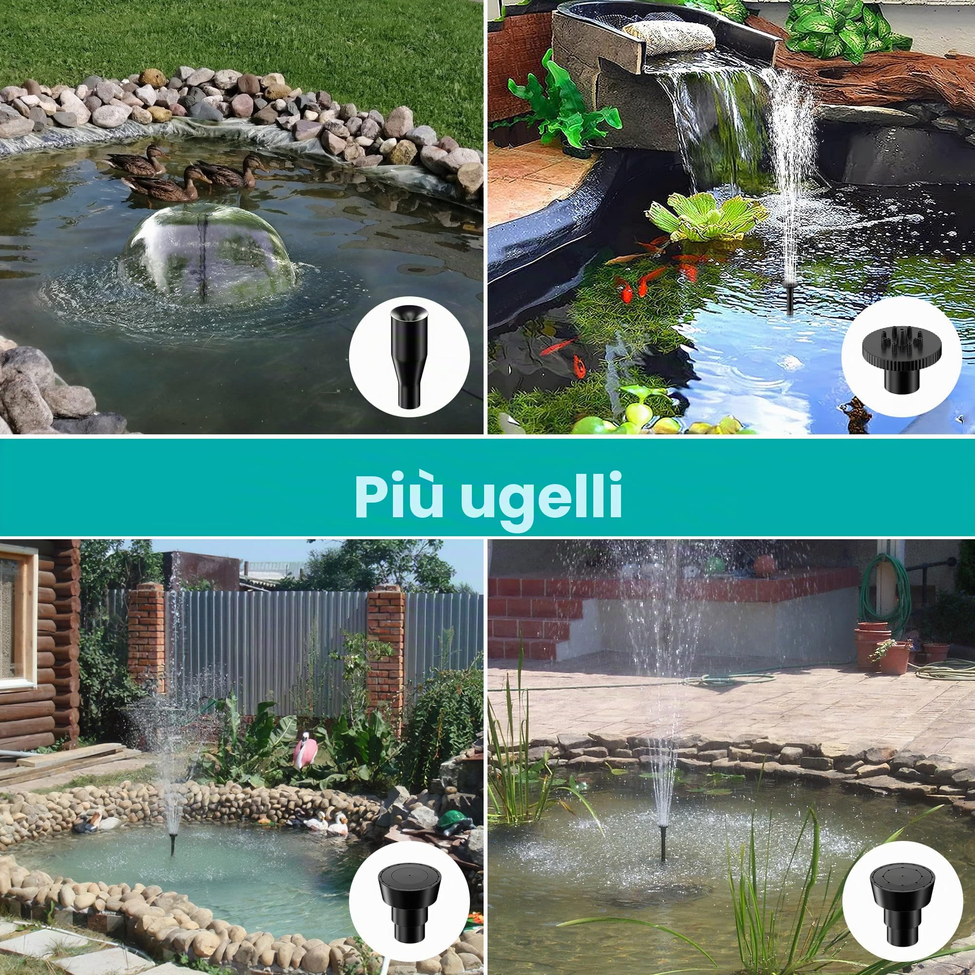 Biling Filtro solare per laghetto completo con pompa, 20 W, 875 l/h, pompa solare per laghetti e cascata fino a 1200 l, gioco d'acqua solare, fontana solare per esterni, piscina, giardino