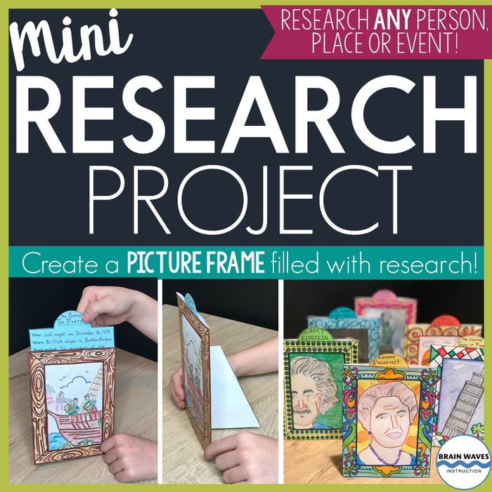 Mini Research Project with 3-D Picture Frames to Display Work, Research Skills, Research Project Template, Research Writing Unit and Lesson Plans