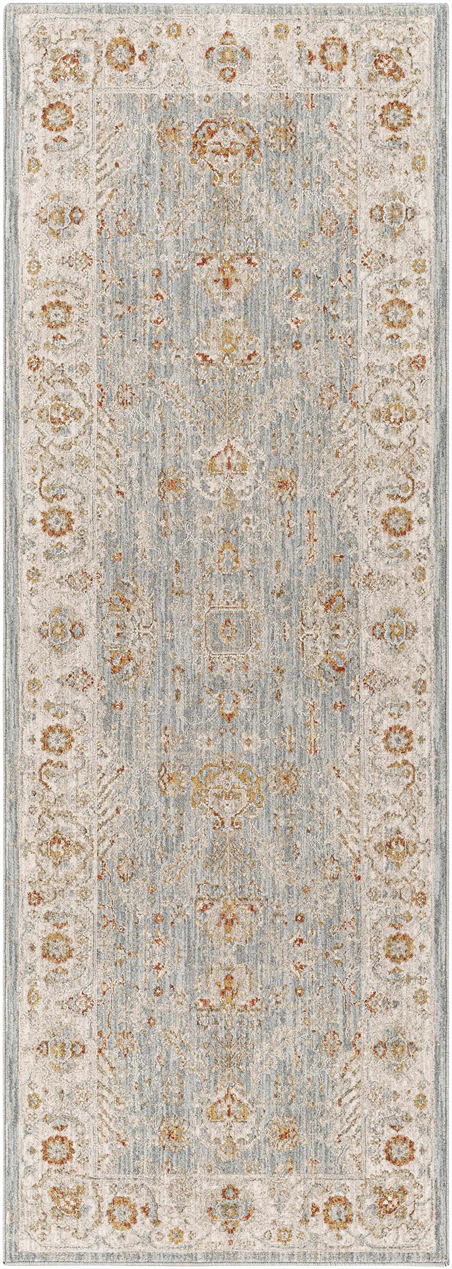 Hauteloom Camrose Hallway, Kitchen Runner Rug - Bohemian Oriental Persian Carpet - Neutral Boho - Blue, Gray, Red, Orange, Cream - 2'7