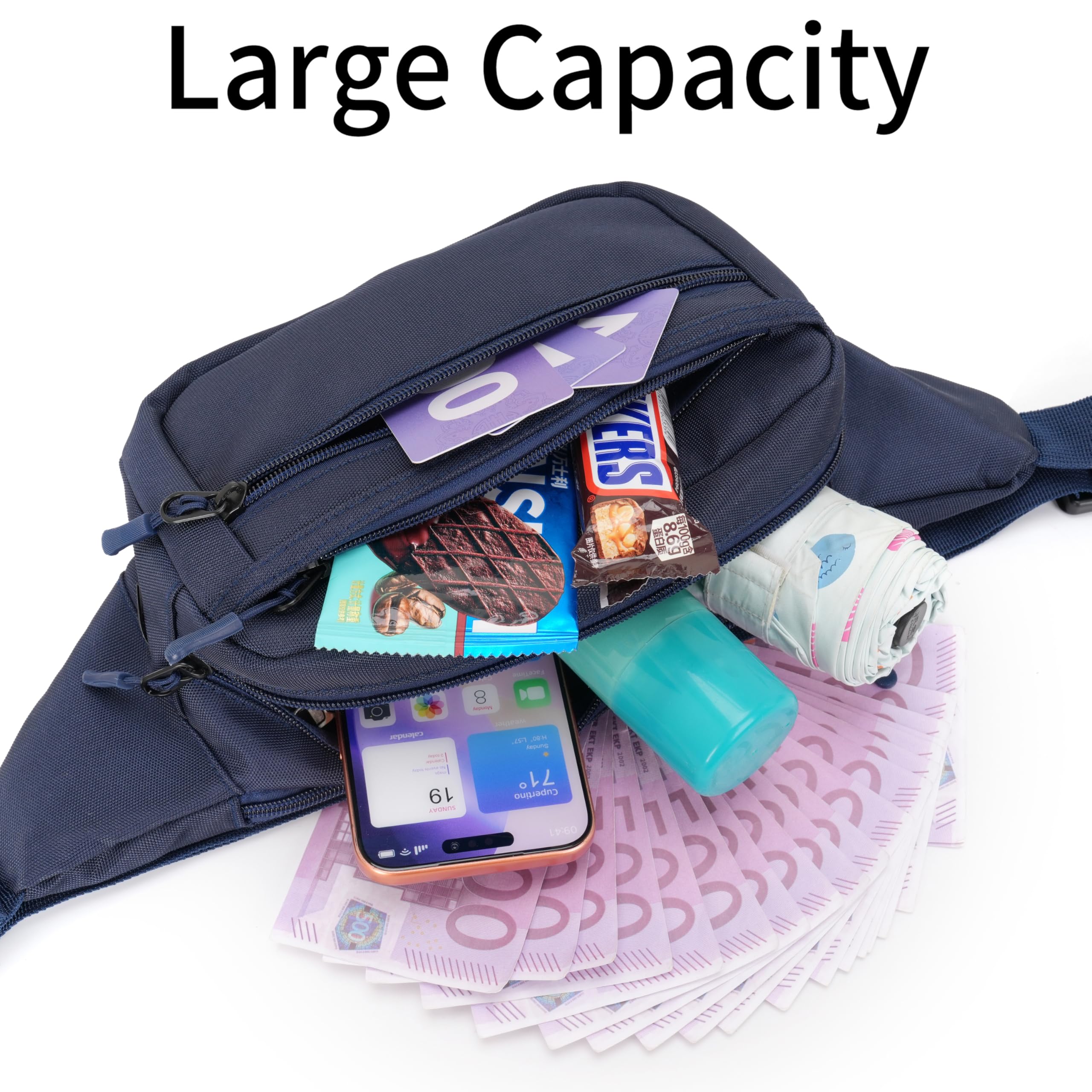 Bumbags Waist Bag Running Fanny Pack with Multi Pockets, Blue - Image 3