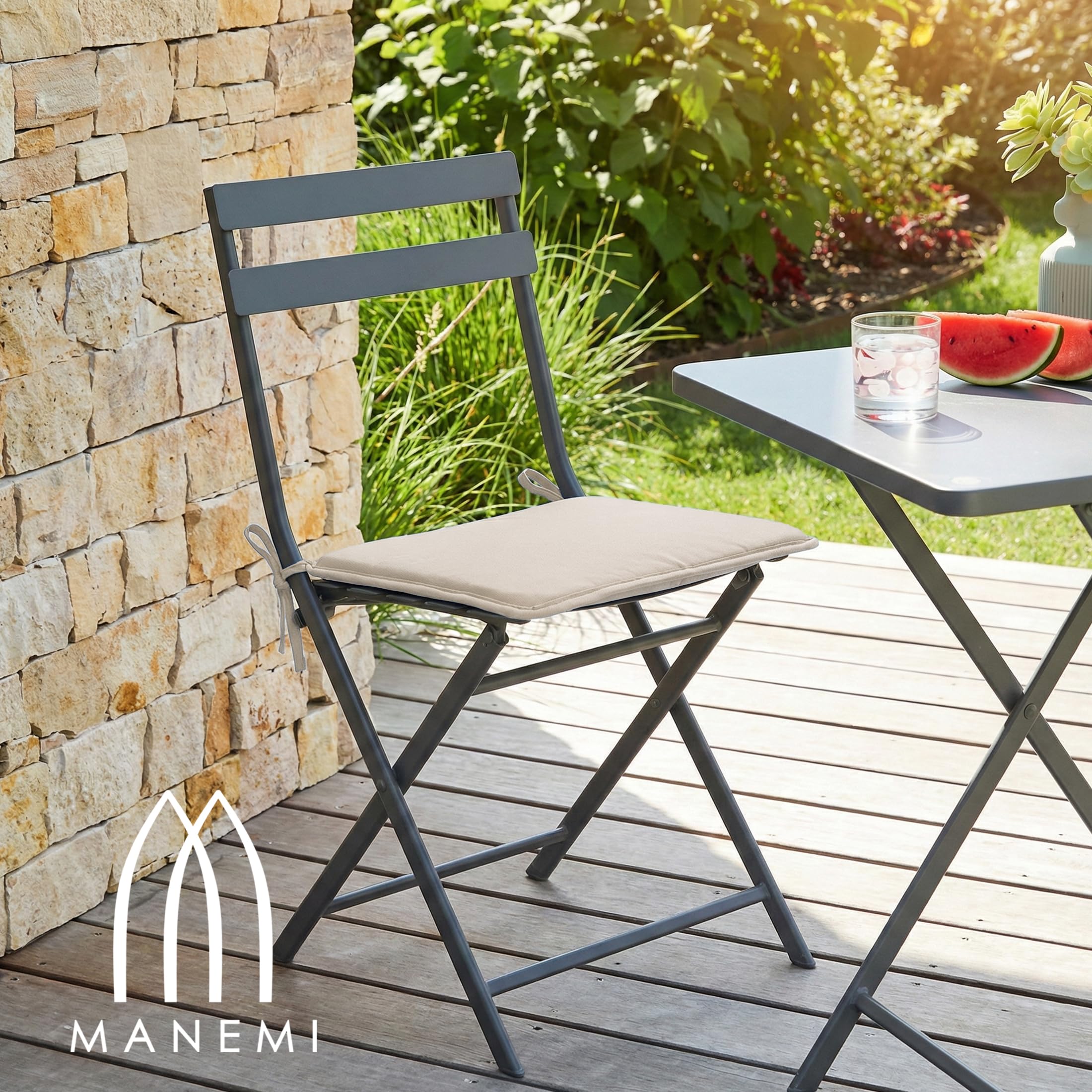 Pack 6 Cojín para silla 40x40x2 cm｜Repelente al agua y fácil de limpiar｜Con cintas de sujeción｜Funda con cremallera desmontable｜Uso interior y exterior｜Ideal para comedor, terraza, jardín u oficina