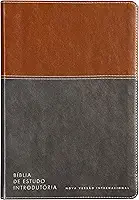 Bíblia de Estudo introdutória NVI, Capa luxo marrom e cinza chumbo, Leitura Perfeita