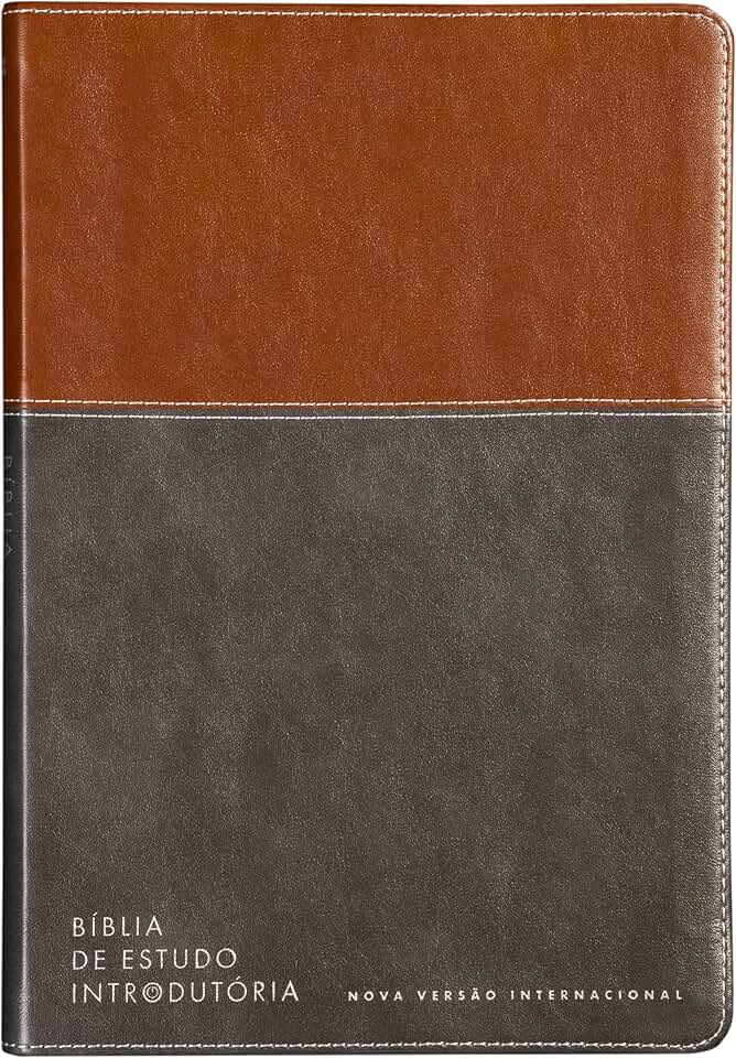 Bíblia de Estudo introdutória NVI, Capa luxo marrom e cinza chumbo, Leitura Perfeita