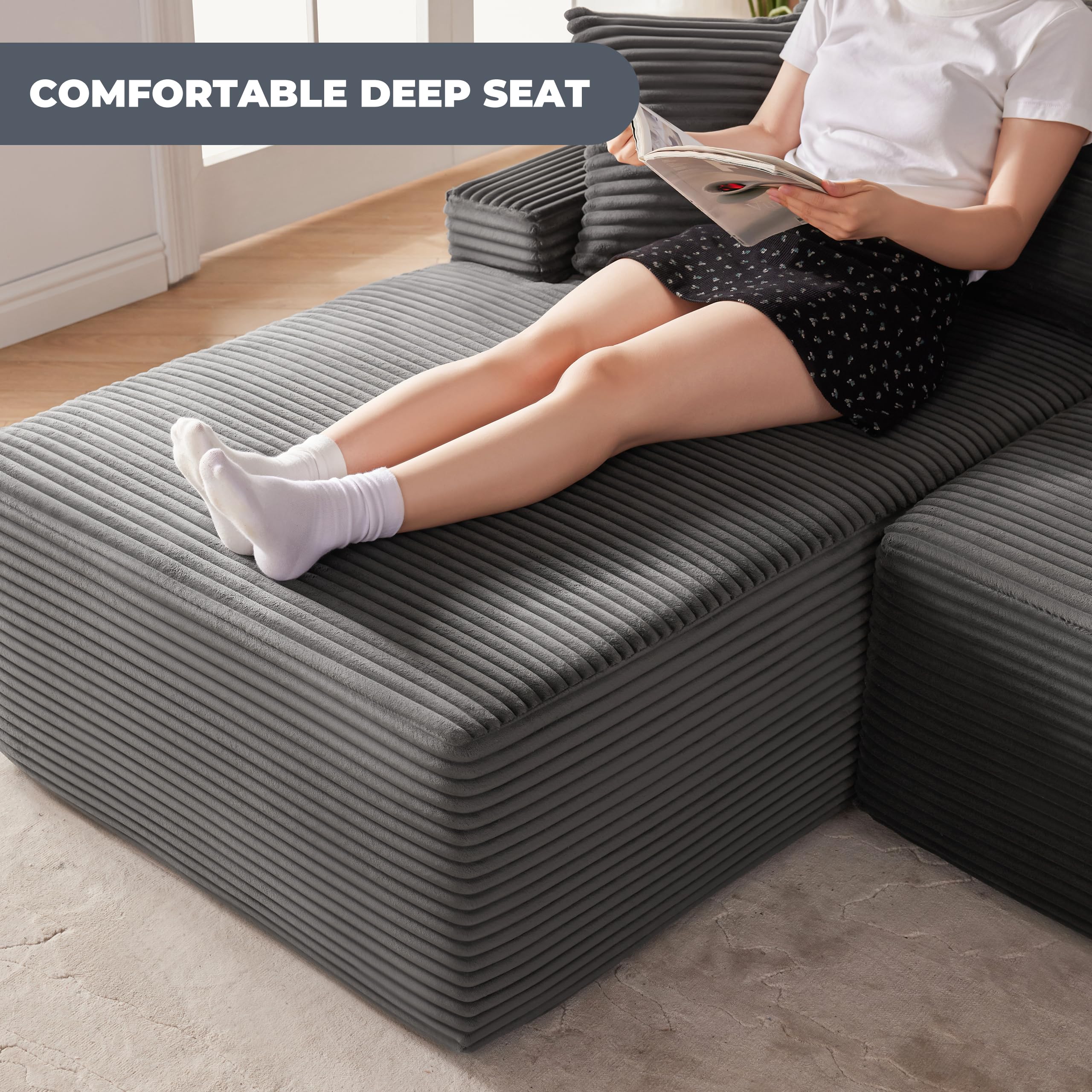 5 Best Dark Grey Sectional Couch Picks for 2026 2 Mangodan Cloud Sectional Sofa, Boneless Couch for Living Room, Dark Grey — product photo