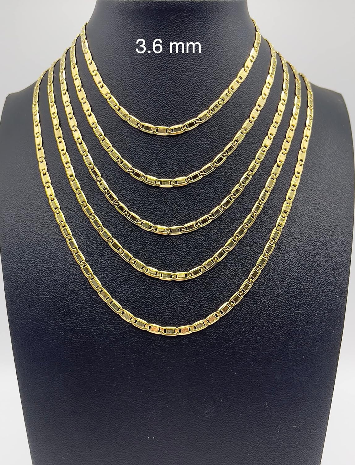 JEWELHEART 14K Gold Necklaces For Women Trendy 2.3mm 2.8mm 3.6mm 4.4mm 5.2mm Yellow Real Gold Valentino Mirror Chain Polished Links Men's 14K Gold Chain Necklace with Lobster Clasp 16" 18" 20" 22" 24"