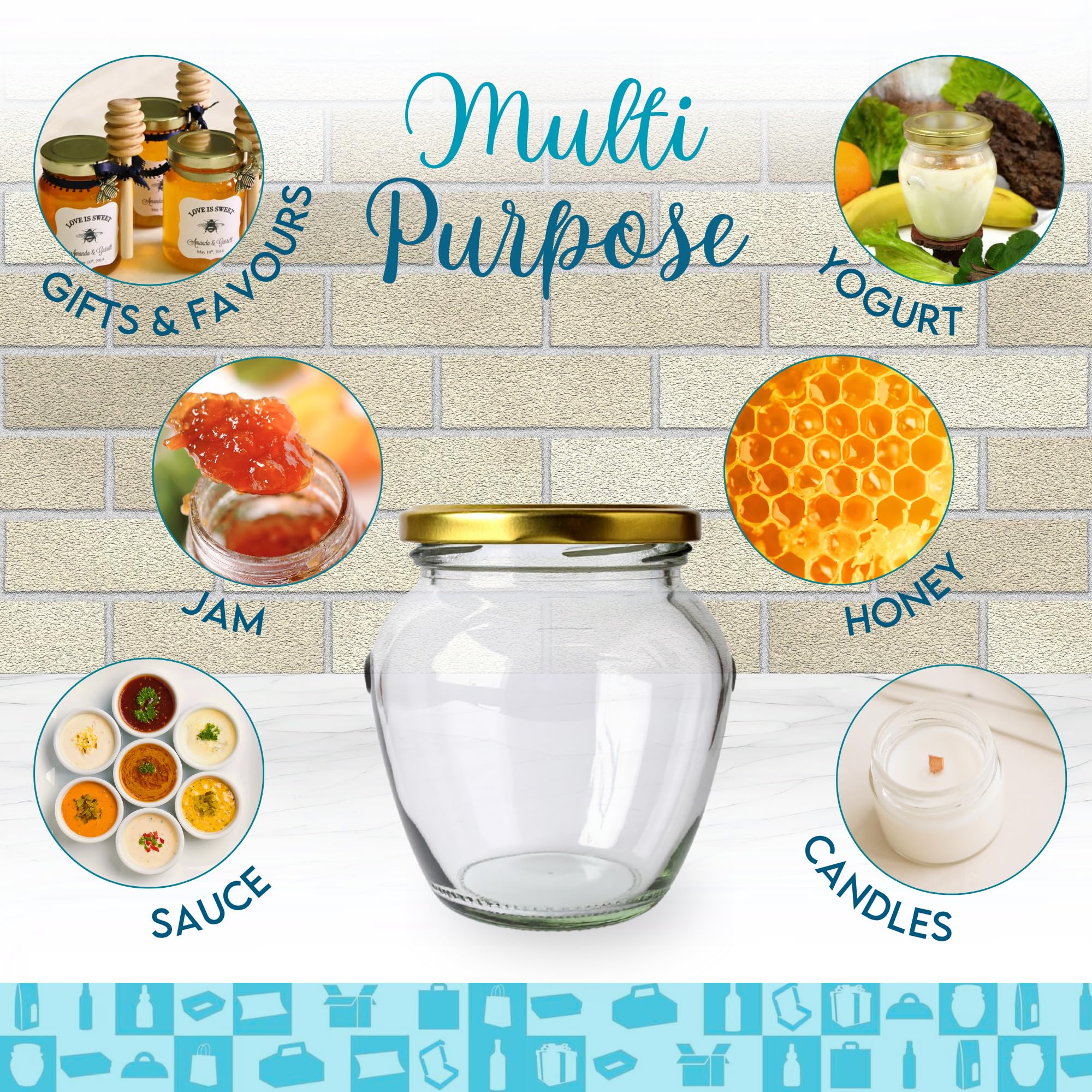 Espirito Rebelde 20 Pots de Yaourt en Verre avec Couvercles 580 ml - Pot de Conservation pour Sauces, Épices, Sucreries et Confitures