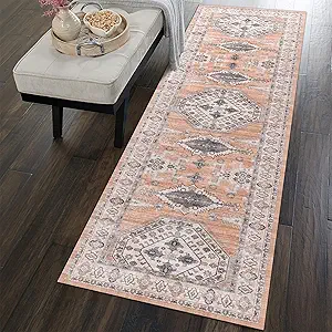vivorug Runner Rug 2'x8' Vintage Washable Non-Slip Runners for Hallways Kitchen Entryway Laundry Room Carpet Hallway Runner Orange
