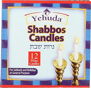 Yehuda Sabbath Candles, White, 12 ct