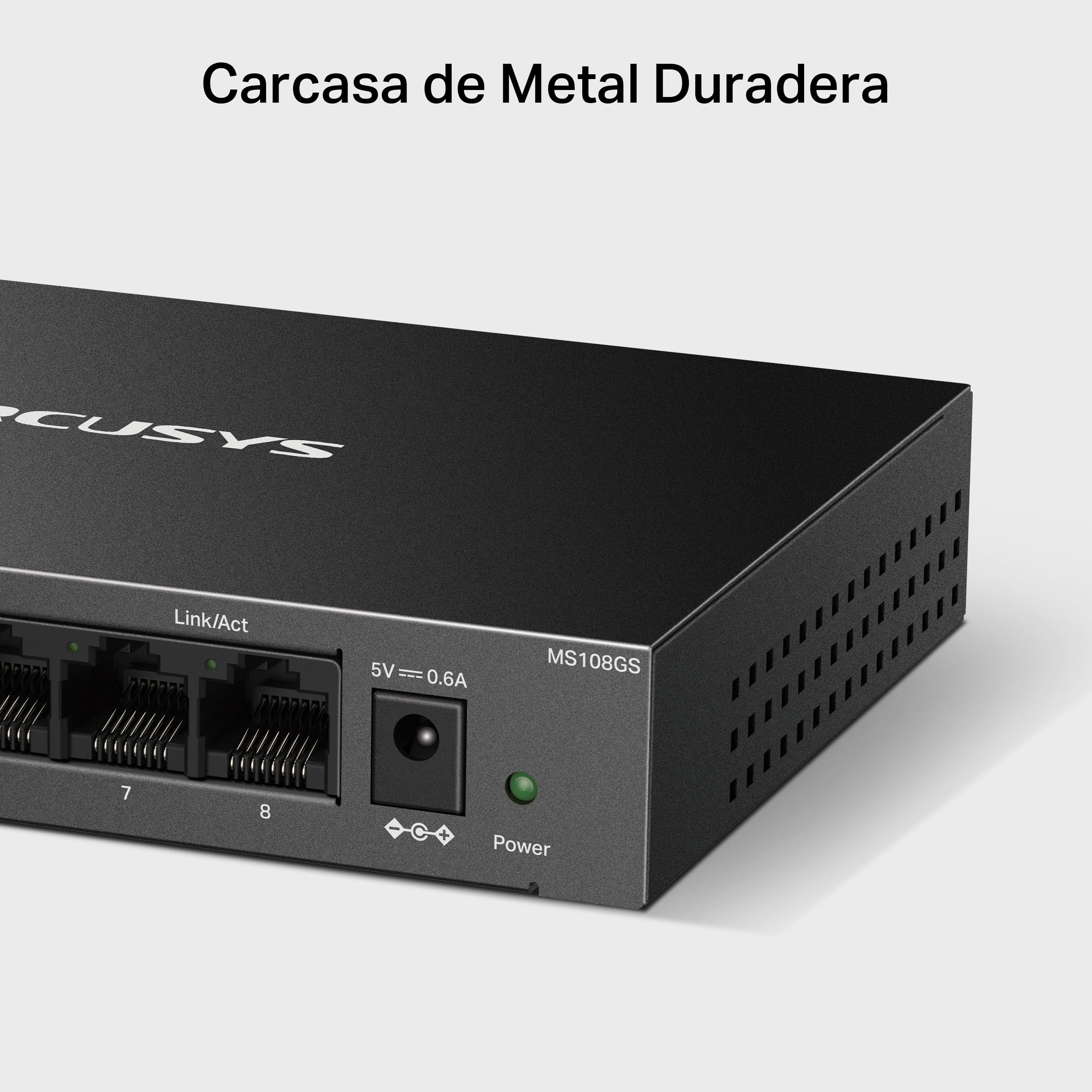 Mercusys MS108GS - Switch Gigabit de 8 Puertos, Caja de Metal Duradero, Conectar y Usar, Ahorro de Energía