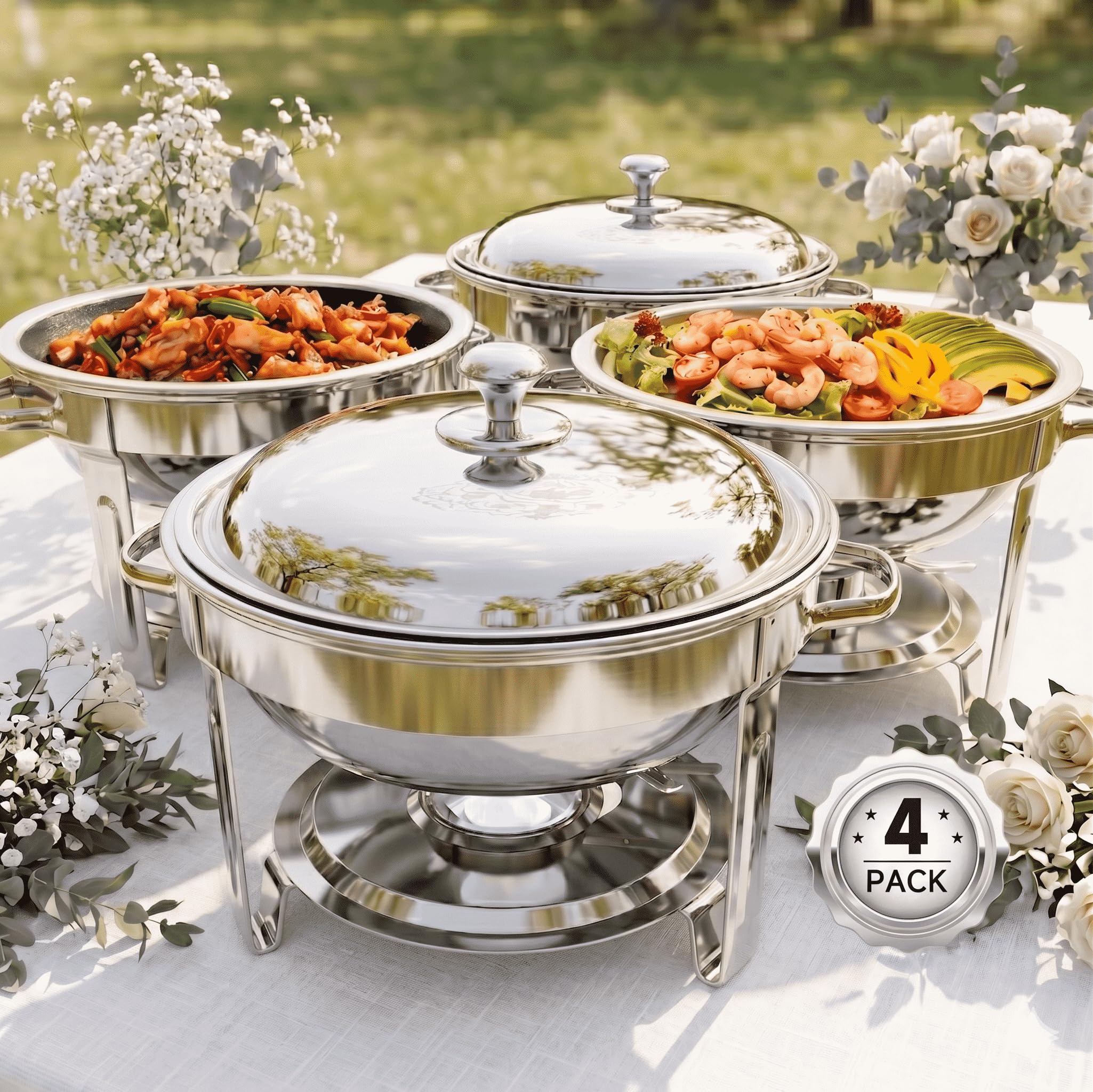 KScocina 4 Pack 5QT Round Chafing Dish Set