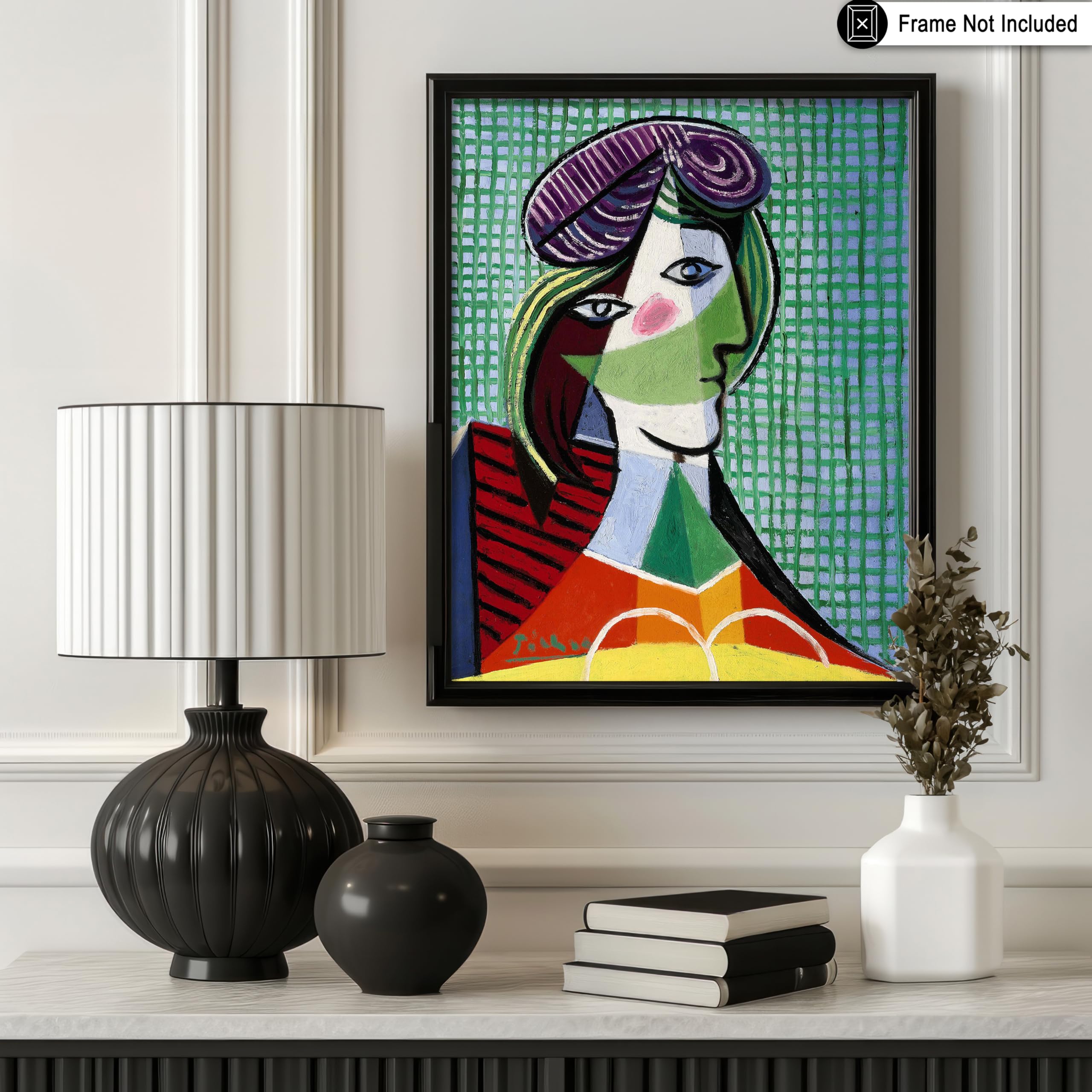 HNKDKJ Volti Colorati Stampe d'Arte Linea Donna Picasso Poster Cubismo Arte Astratta su Tela Decorazione da Parete per Arredamento Camera da Letto 80x165cm/31x65 Pollici-Cornice Interna