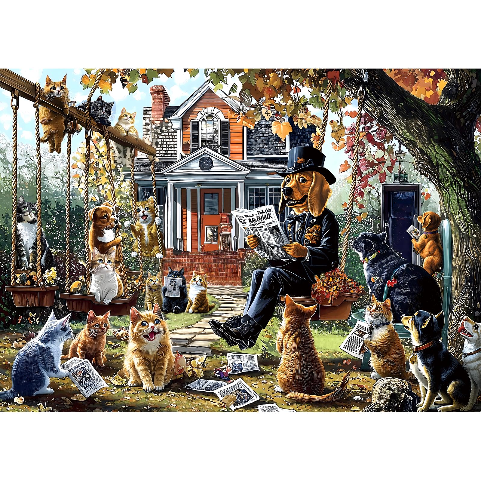 Amazon.com: Cats and Dogs 1000 Piece Puzzle for Adults Unique Fall