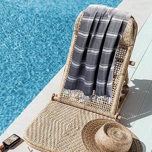 Miniatura 6 de Belizzi Home Peshtemal - Juego de 6 toallas turcas de playa de 100 % algodón, 36 x 71 pulgadas, toallas de playa para adultos, suaves, duraderas y