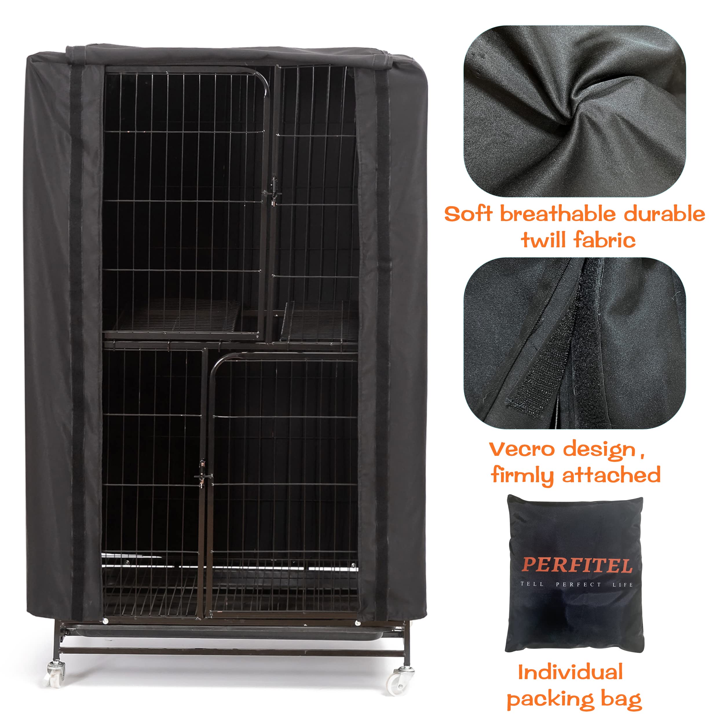 Funda grande para jaula de pájaros, color negro, opaca, para jaulas de pájaros | 31 x 21 x 52 pulgadas, material duradero y transpirable y lavable, crea un ambiente silencioso