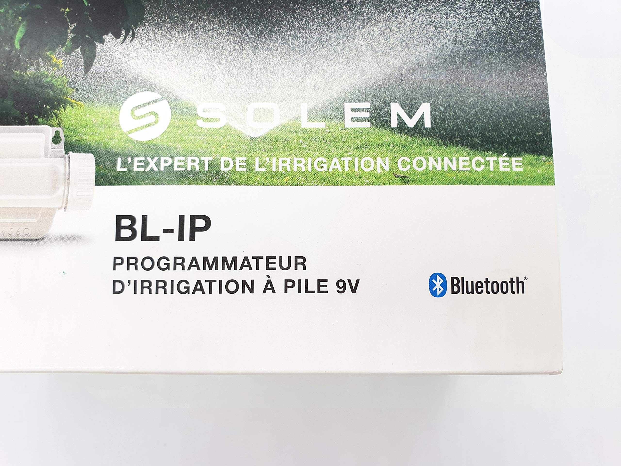 Programador de riego a pilas 9V modelo BL IP4, con conexión Bluetooth de alcance hasta 10 metros, resistente al agua para 4 estaciones, color blanco, 14 x 9 x 5,5 cm (referencia: Solem BL-IP4)
