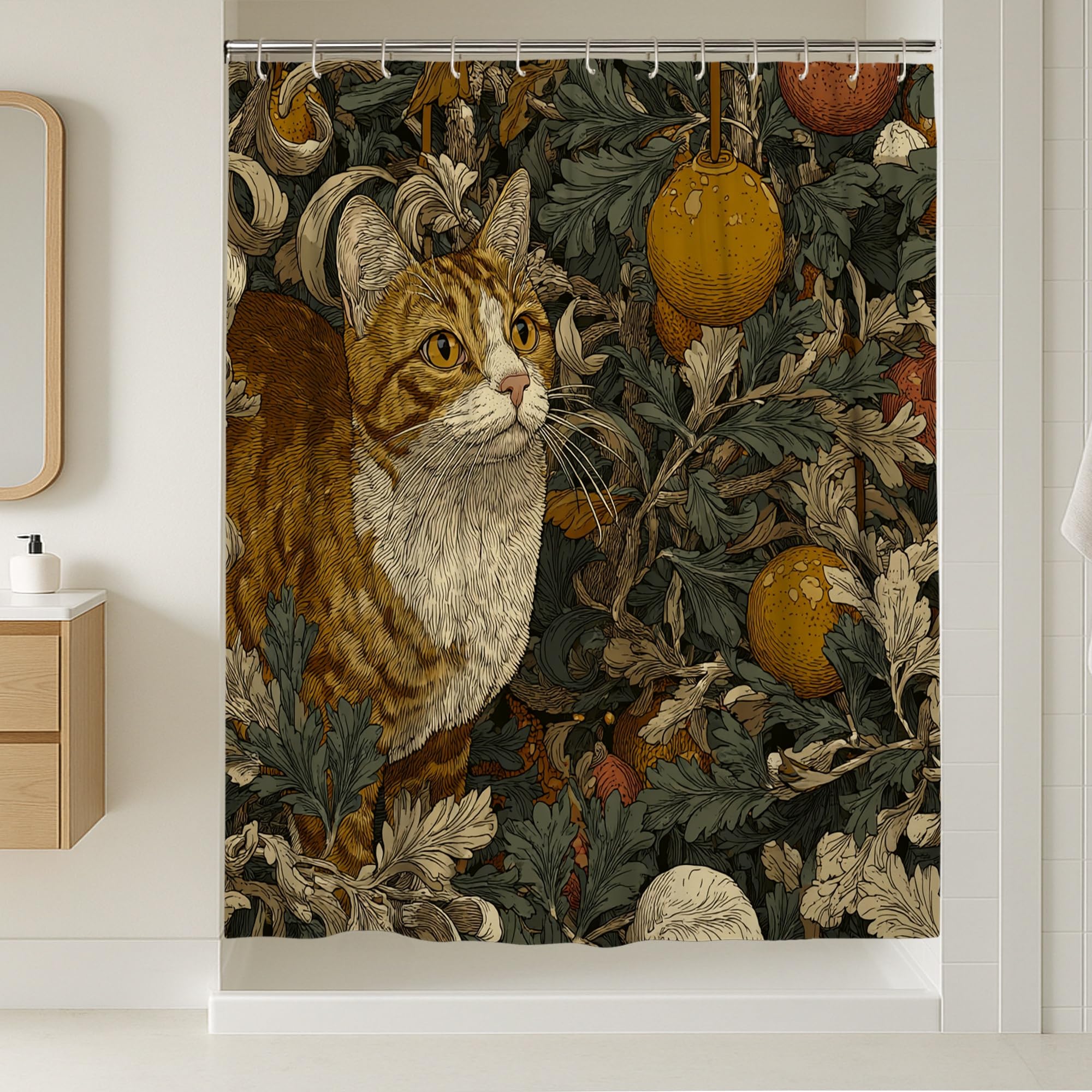 Rideau de douche extra long 183x243 cm imperméable en polyester motif chat