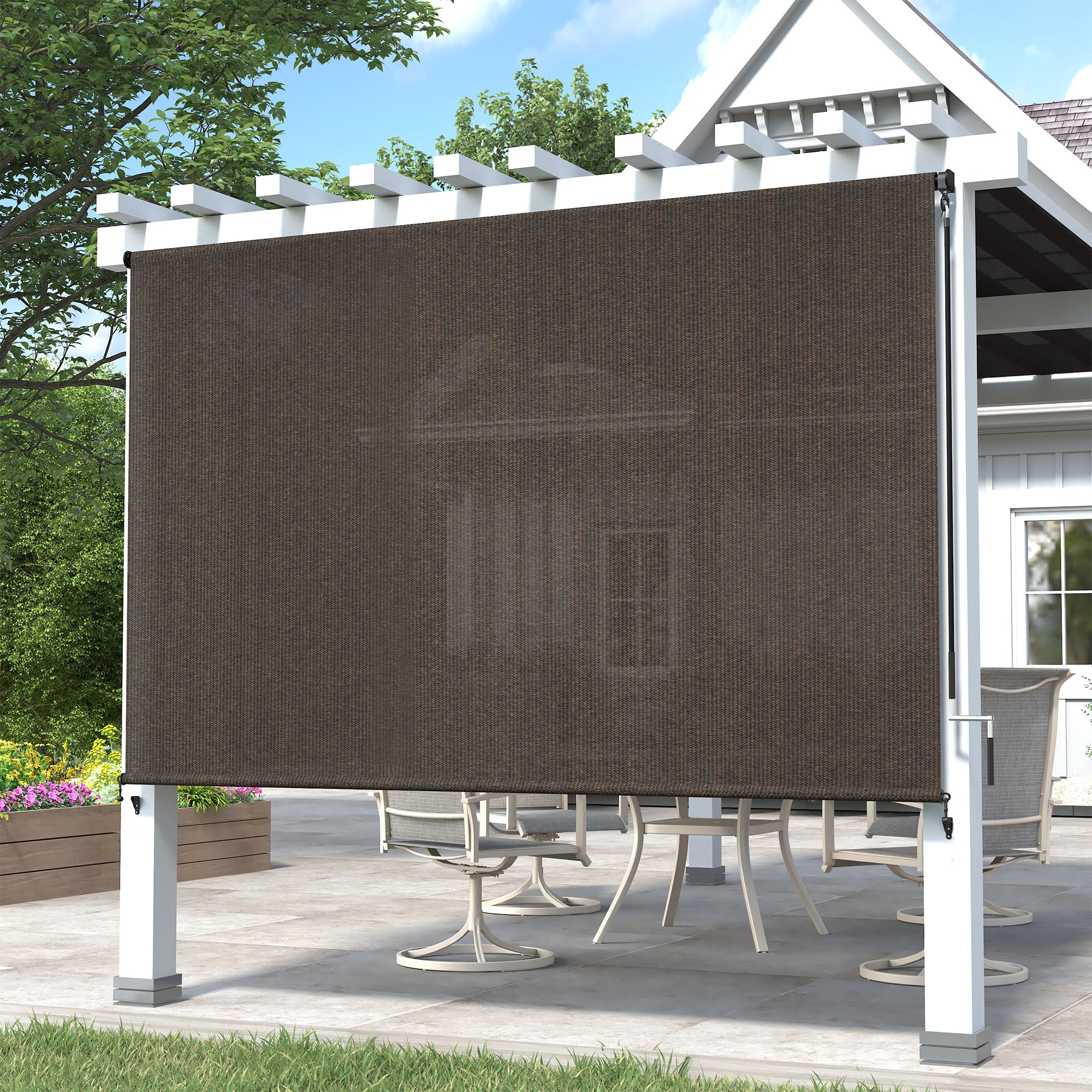 DIFY 10x8 Outdoor Roller Shade Mocha