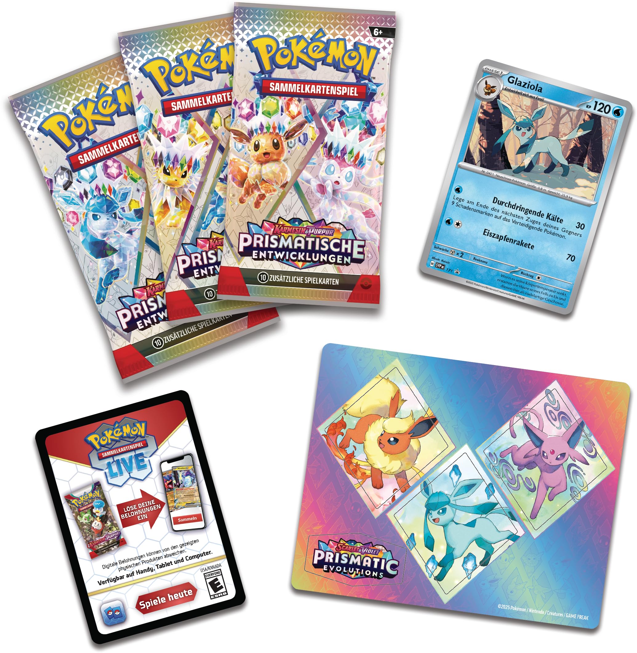 Pokémon - Kolekcjonerska gra karciana kolekcja naklejek karmazynowych i purpur – Pryzmatyczne zmiany: Glaziola (1 holograficzna karta promocyjna i 3 pakiety wzmacniające)