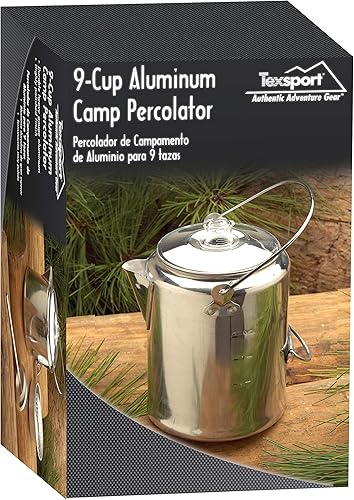 Miniatura 4 de Texsport aluminio 9 tazas Percolator cafetera para acampar al aire libre