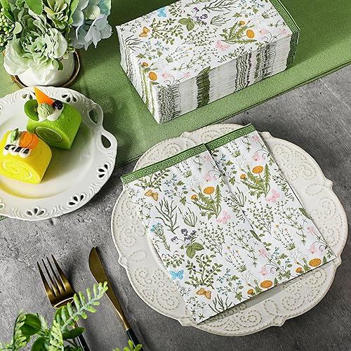 Miniatura 92 de Seajan 200 servilletas de papel de cuervo y gato, toallas de mano desechables para baño, toallas desechables para invitados de primavera y verano