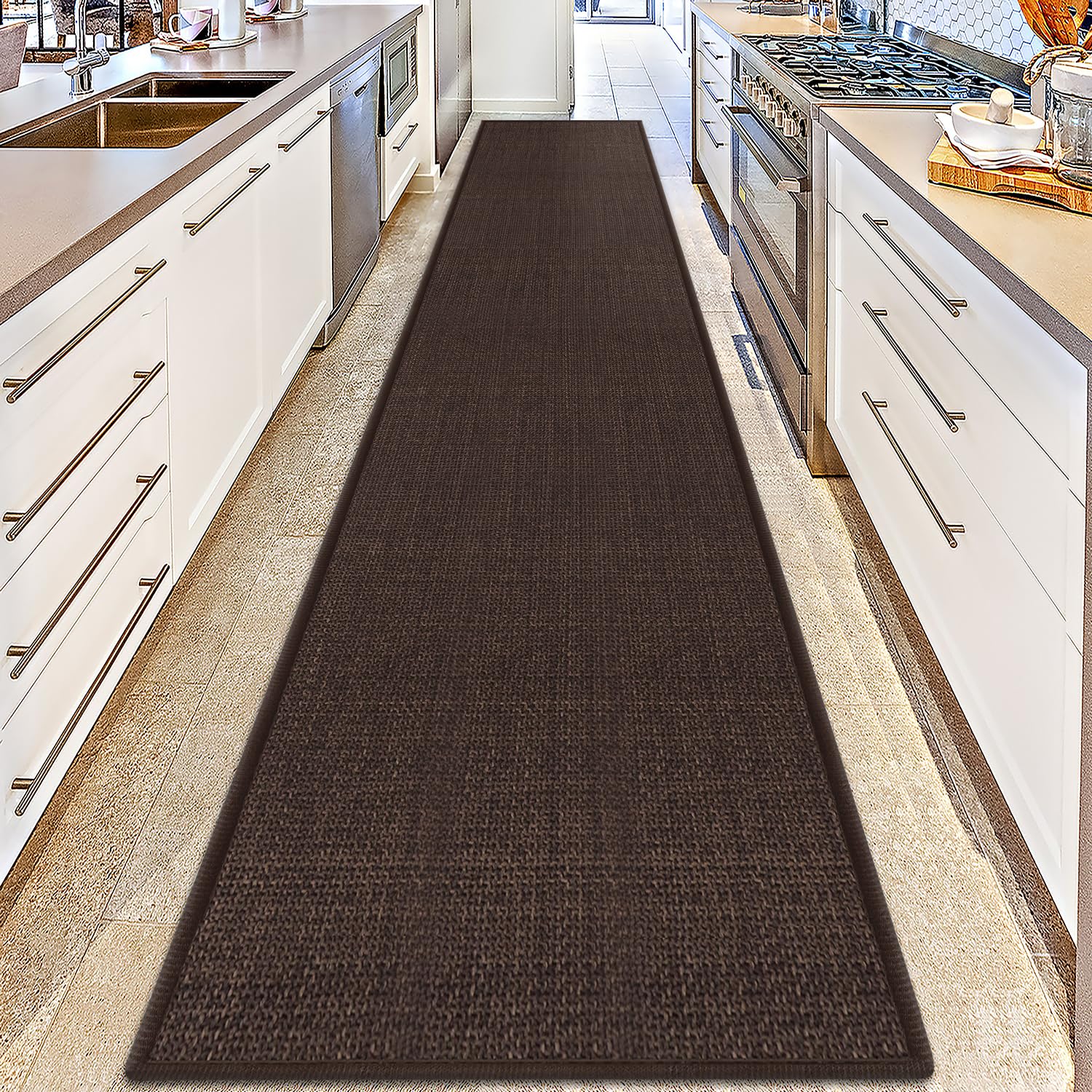 GOYLSER Entry Runner Rugs for Inside House, Long Jute Hallway Runner Rug Non Slip, 2x15 Water Absorbent Rug for Laundry Room Floor Mat