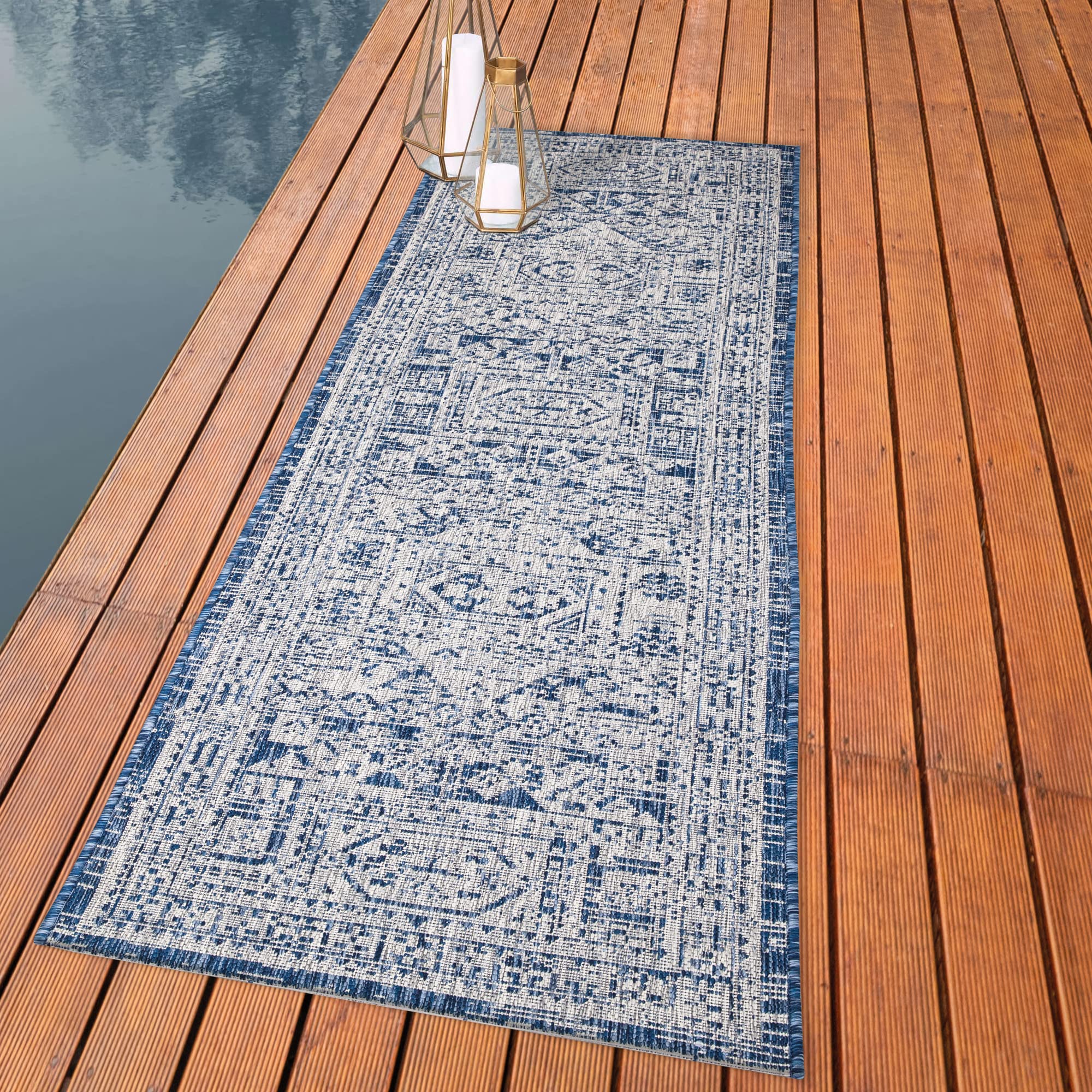 Keen Home DesignModern Indoor Outdoor Rug 2x8 Garden Decor for Patio, Kitchen, Balcony, Beach, Garden, Deck and Porch. Floor mats for Garden ad Room Decor. from Keen Home Design Actual Size: 2'2'' x 7'7''