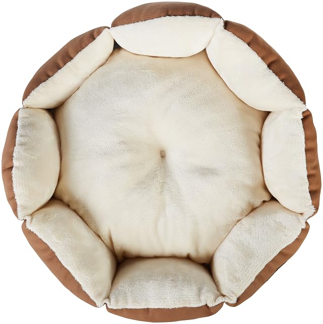 Foto 4 de 7 de Amazon Basics Cama octogonal para mascotas para gato, Marrón y marfil, 50 x 50 x 20 cm (L x An x Al)