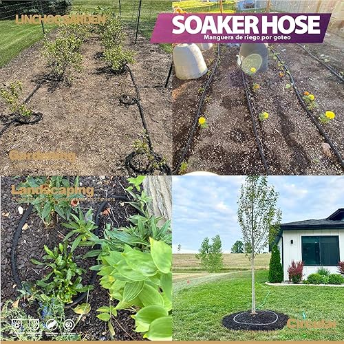 Miniatura 4 de LICNCHOC GARDEN Manguera de remojo de 15 pies, manguera de jardín flexible y duradera para riego eficiente, diseño a prueba de fugas, 100% goma