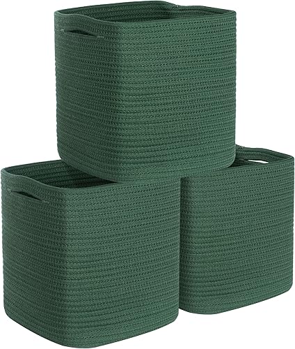 MINTWOOD Design Paquete de 3 cubos de almacenamiento de 11 x 11 pulgadas, organizador de cubos de almacenamiento tejidos, organizador de armario,