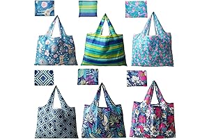 Reusable, Foldable, Durable, Washable Waterproof Tote Grocery Bag 6-Pack: Expandable, Large Capacity...