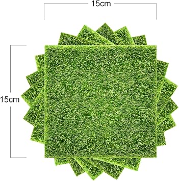 8 Packs Fake Grass for Crafts Diorama Grass Garden Artificial Moss Dollhouse 6 x 6 Inches Miniature Ornament Artificial Turf DIY Fairy Lawn Decoration Diorama Supplies