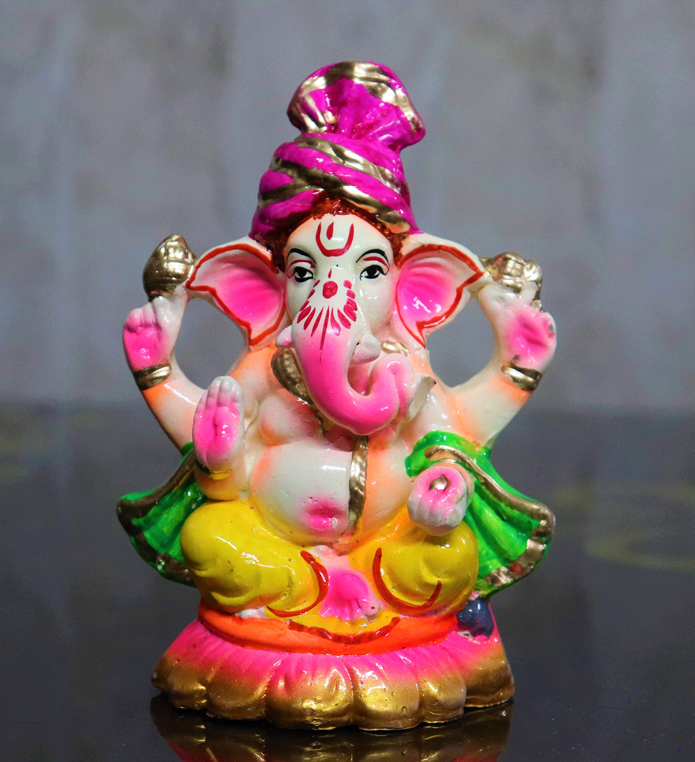 Sawan Shopping Mart Superb 7 INCH Eco-Friendly Water Soluble Ganpati for Ganesh Chaturthi, Idols for Home,Ganpati murti Pure Terracotta Pooja use 7 Inch(Multicolour)