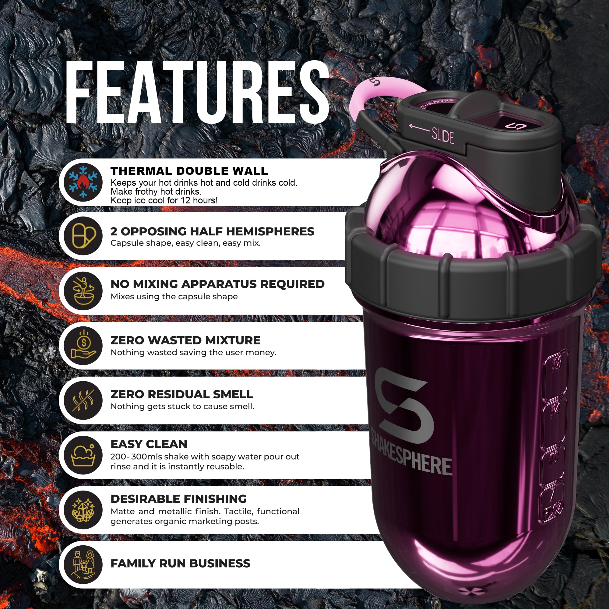 Shakesphere Tumbler Shaker Bottle Steel ShakeSphere Steel Tumbler