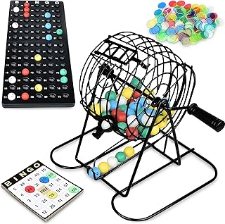 Bingo Game for Adults - Bingo Set with 150 Bingo Chips, 75 Calling Balls, 17 Double-Sided Bingo Cards, Metal Cage, and Master Board - Bingo Games for Family - Deluxe Bingo Sets for Adults Large Group
