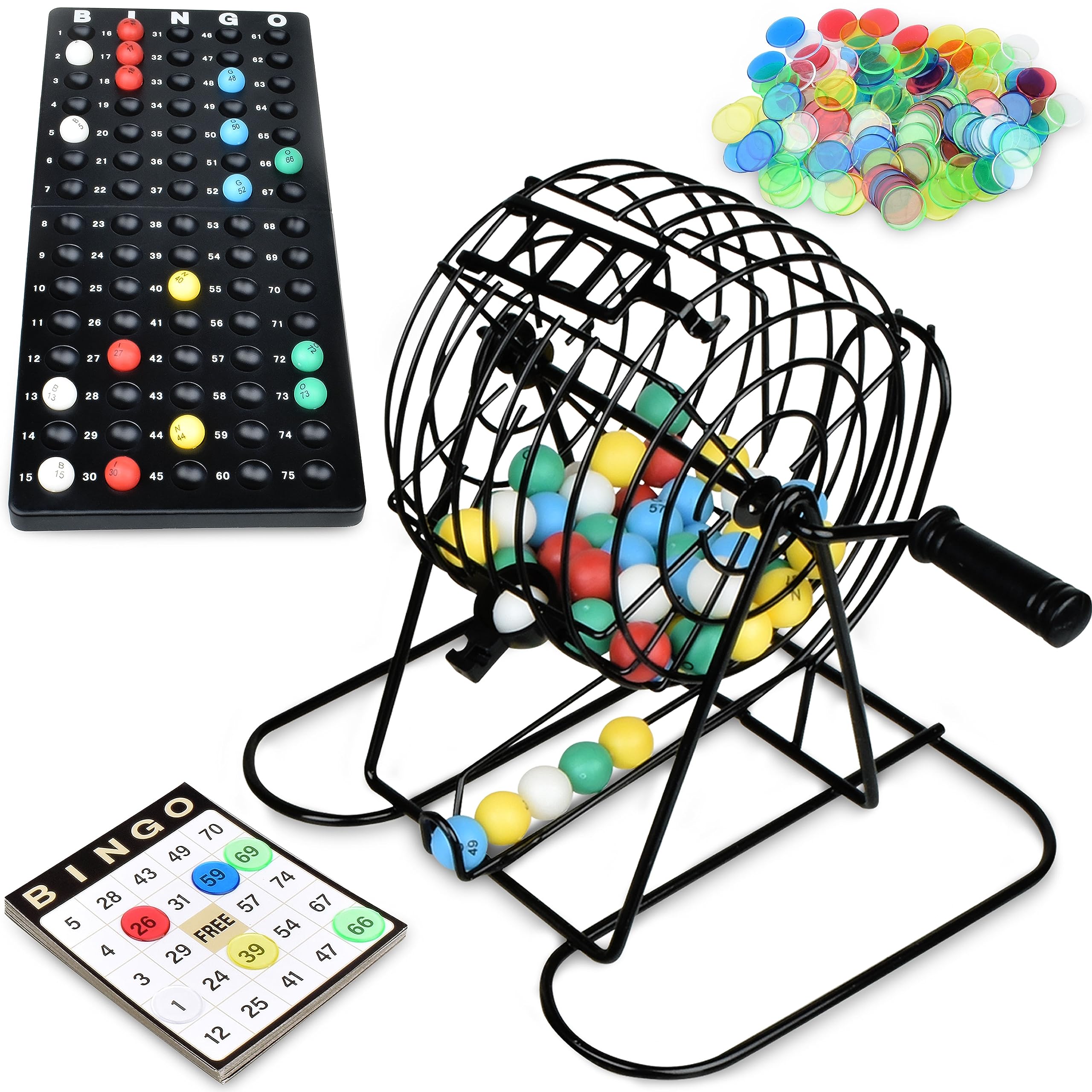 Metal Cage Bingo Set with 75 Balls, 17 Cards & 150 Markers