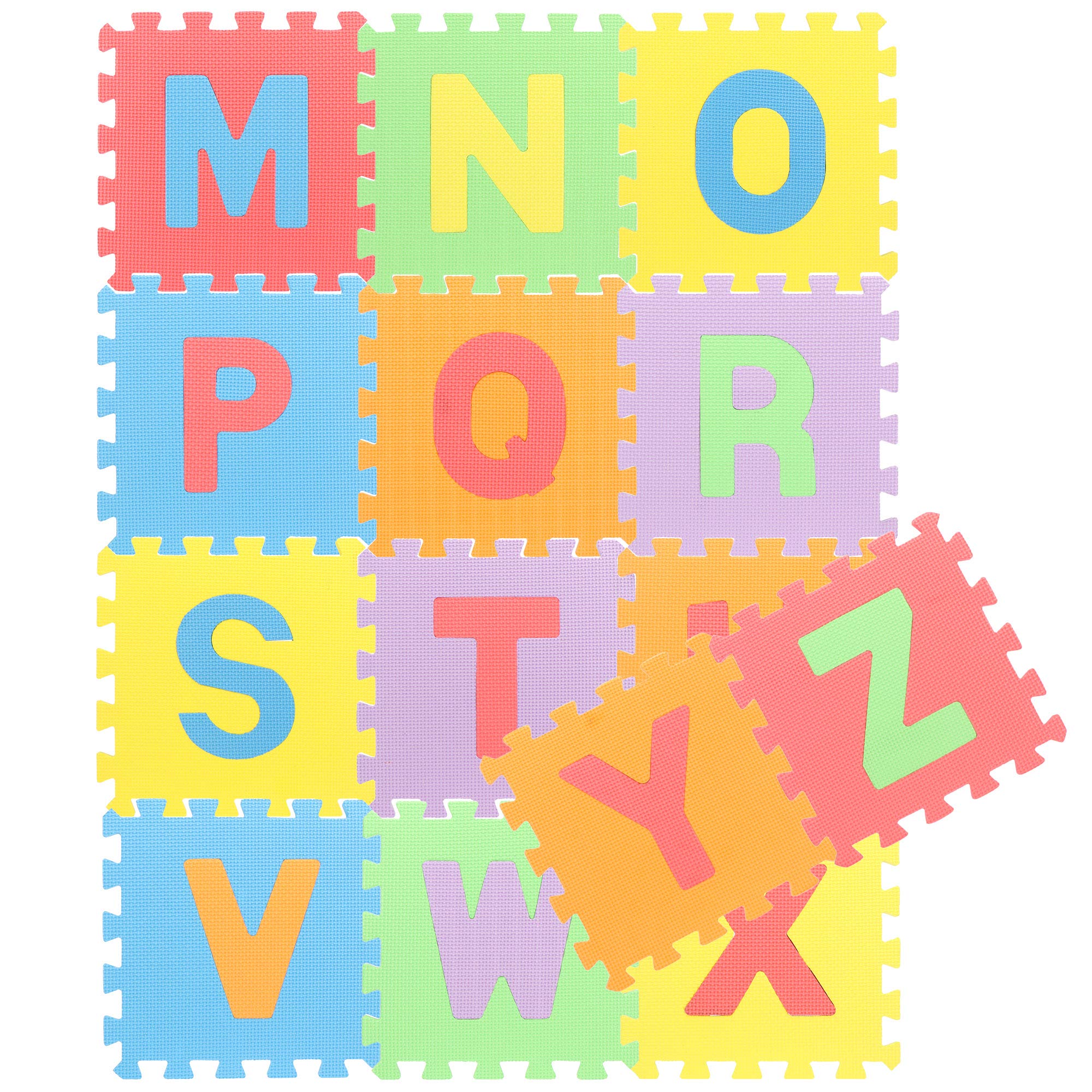 COM-FOUR® Puzzle de Suelo de 26 Piezas, Alfombrillas Blandas con Letras, Ideal para niños a Partir de 2 años, práctica Almohadilla Protectora para el Suelo [la Mezcla de Colores varía] (Letras)
