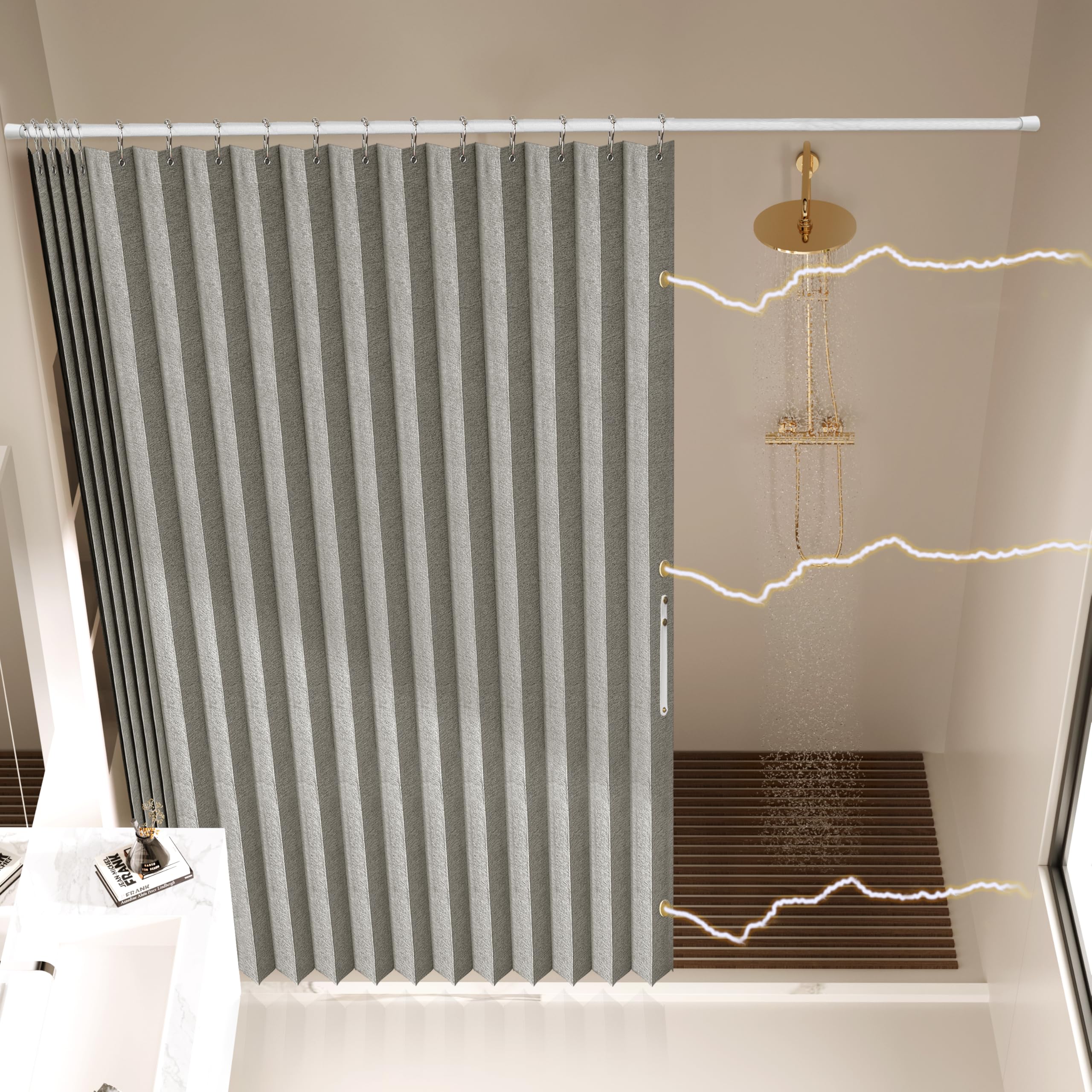 AJAZZ Folding Shower Curtains Acordion Shower