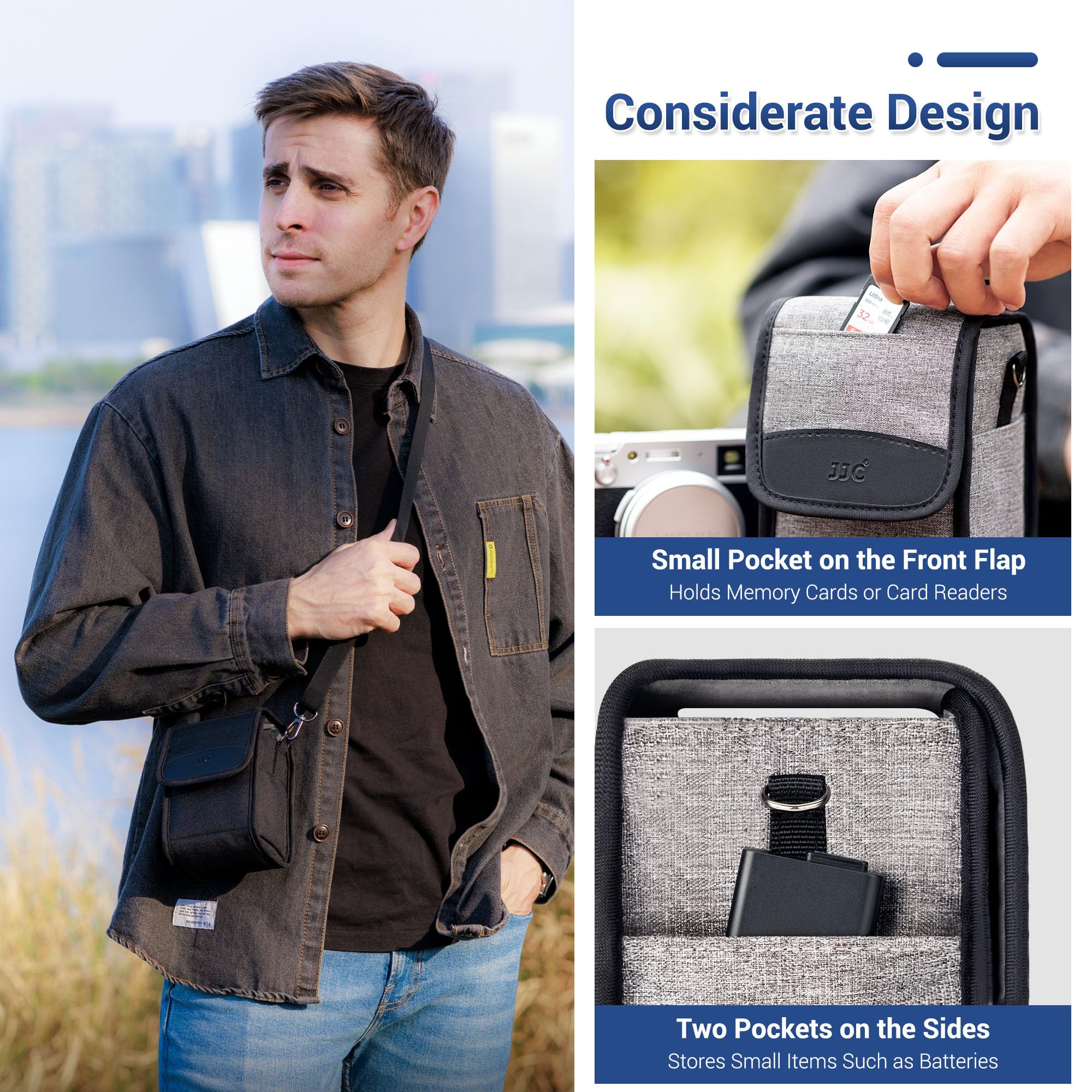 JJC Estuche para Cámaras Digitales Compactas, Bolsa Viaje para Fuji X100VI X100V para Sony a6700 a6500 a6400 con 16-50mm para Canon EOS M50 G1X para Nikon Z30 Z50 para GRIII para Leica SOFORT2, Negro