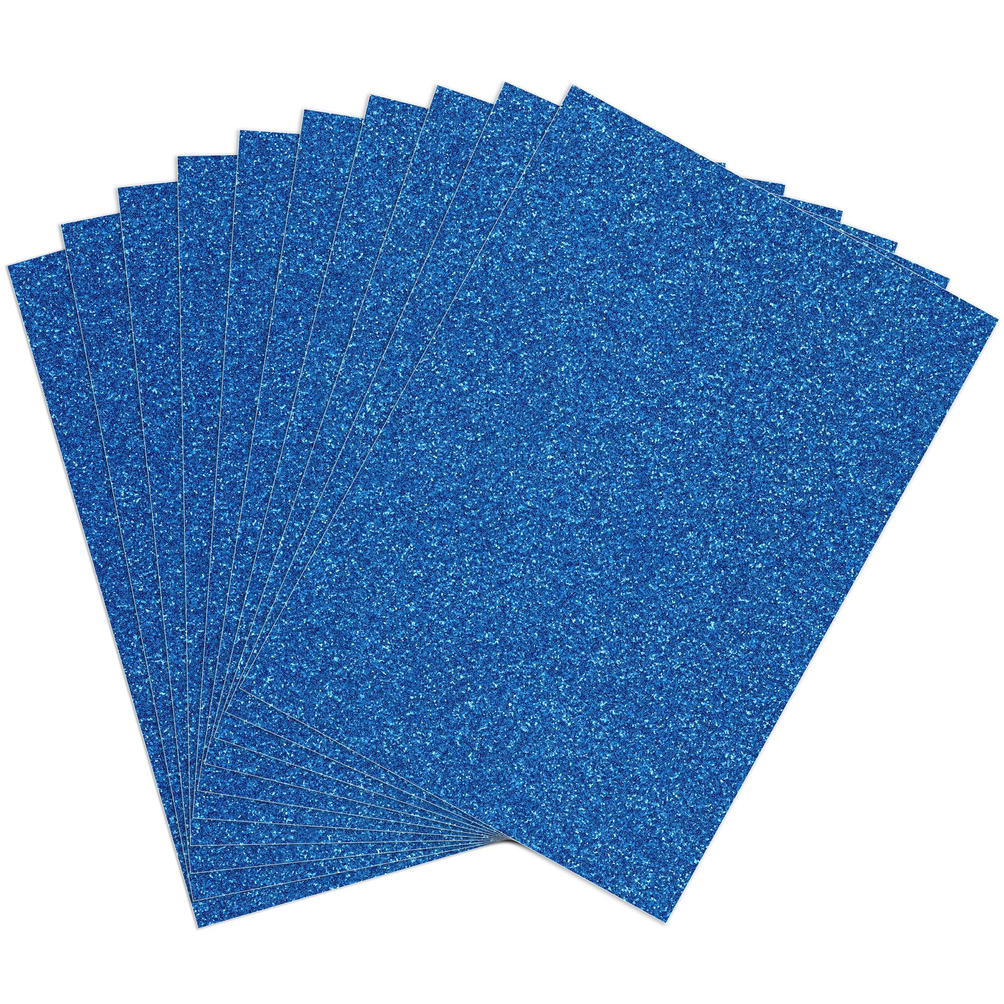Premium 20-Pack A4 Blue Glitter Card 350gsm by Blitz Craft, Extra Thick Double Sided Non Shed Glitter Cardstock for Cricut, Cake Toppers, Scrapbooking, Wedding Invitations & DIY Craft Paper Projects