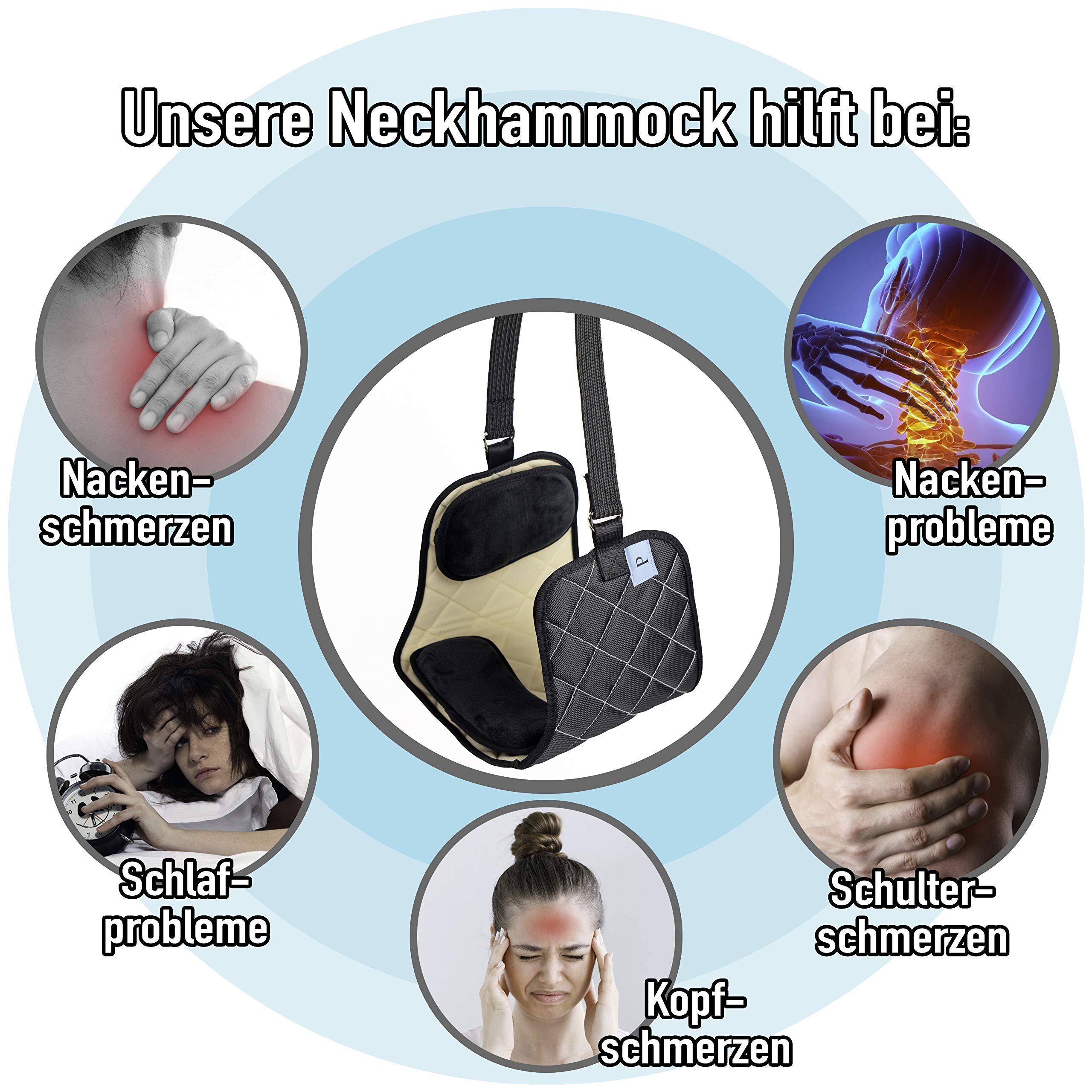 PASSTI Hals Hängematte zur Linderung von Nacken Schmerzen Nacken Hängematte für Verspannungen im Nacken-, Kopf-, Halsbereich-Hängematte für Nacken als Massagegerät Nacken Schulter Drogerie & Körperpflege