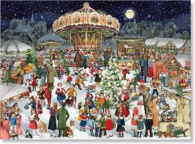 A3-Wand-Adventskalender – Nostalgischer Weihnachtsmarkt
