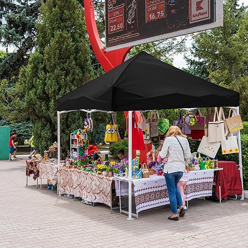 Miniatura 6 de Windyun Toldo de repuesto de 10 x 10 pies, tela Oxford 420D, cubierta de repuesto para tienda de campaña de pierna recta, solo tela superior (negro)