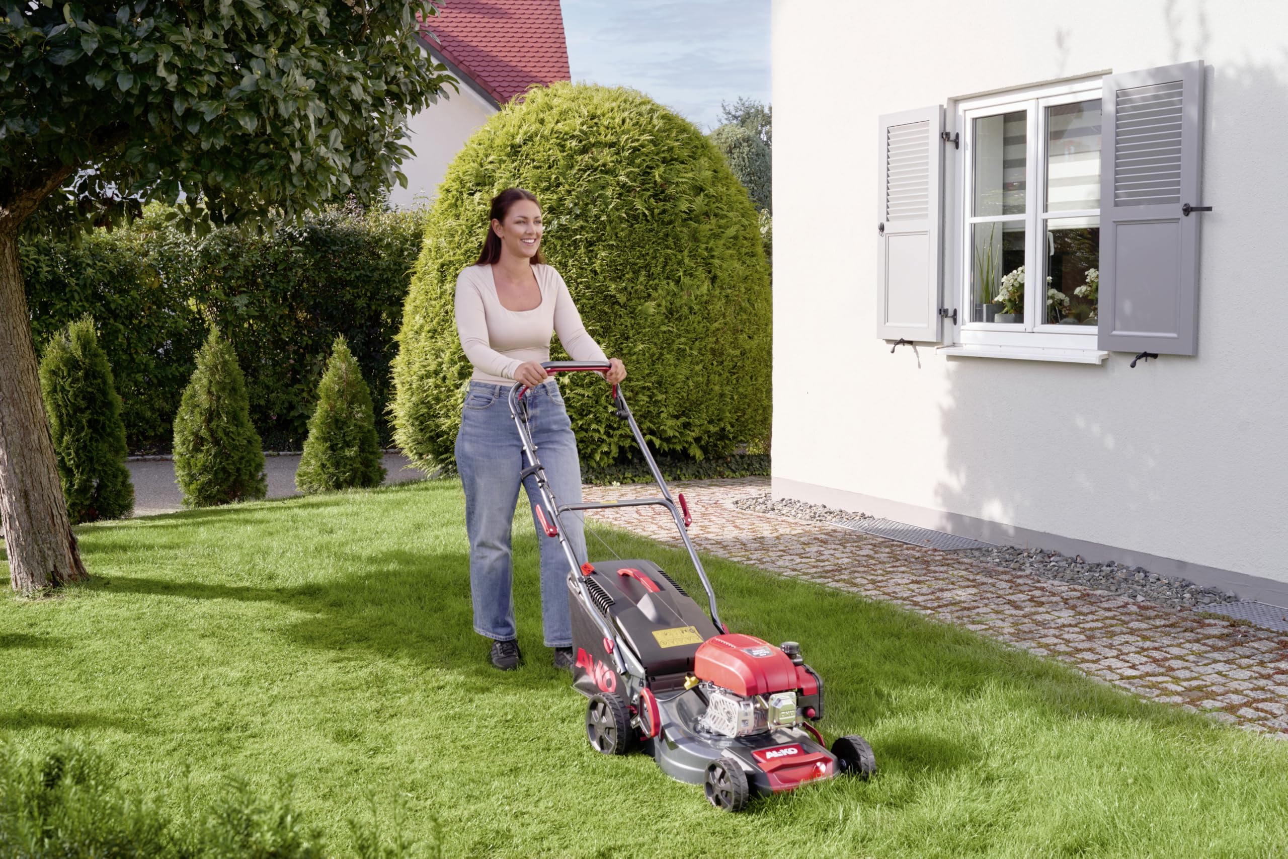 AL-KO Benzin-Rasenmäher Easy 4.26 P-D, 41 cm Schnittbreite, 1.9 kW Motorleistung, zentrale Schnitthöhenverstellung, Stahlblechgehäuse, für Rasenflächen bis 800 m²