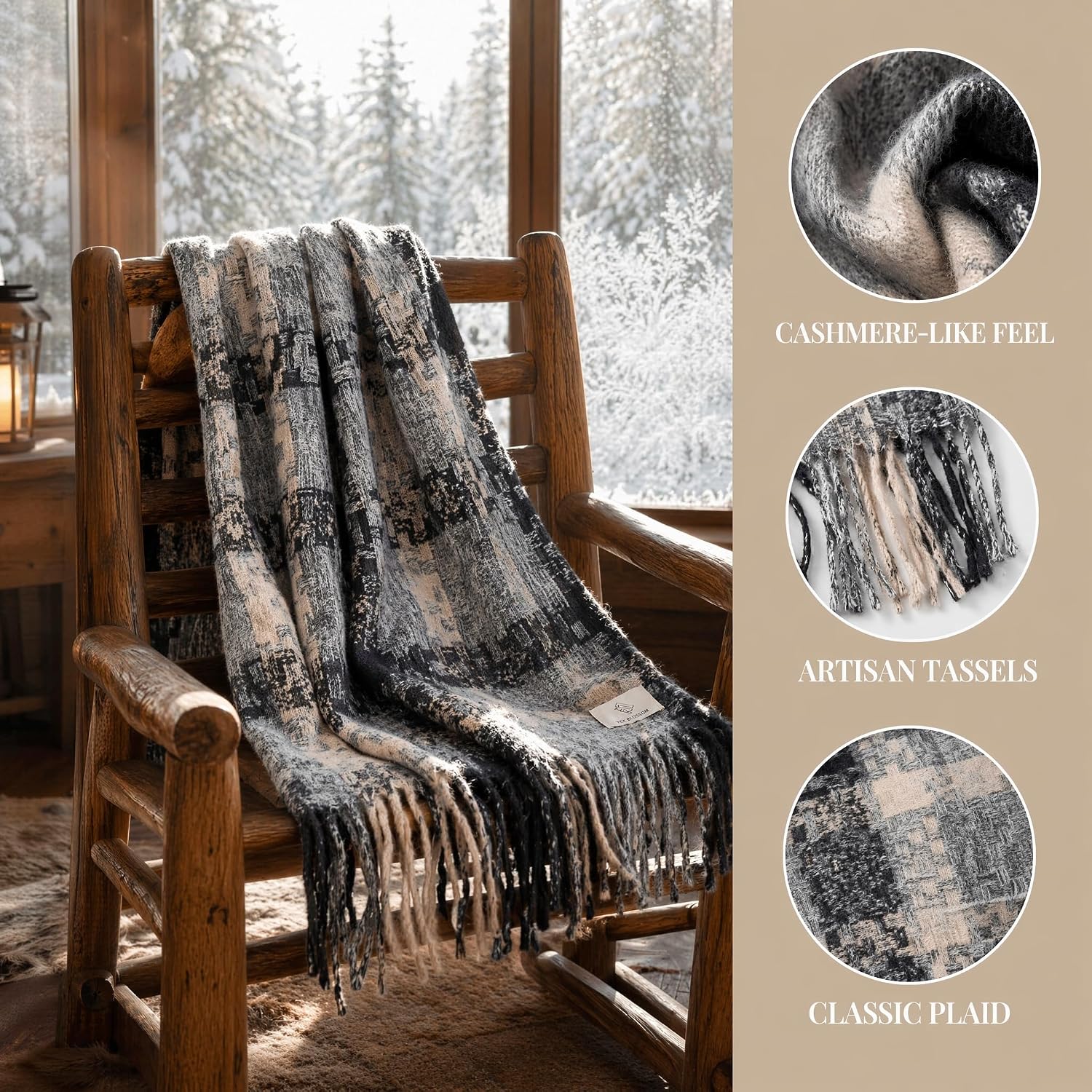 Cashmere Scarf for Women, Soft Pashmina Shawl Wraps, Gifts for Women image 3