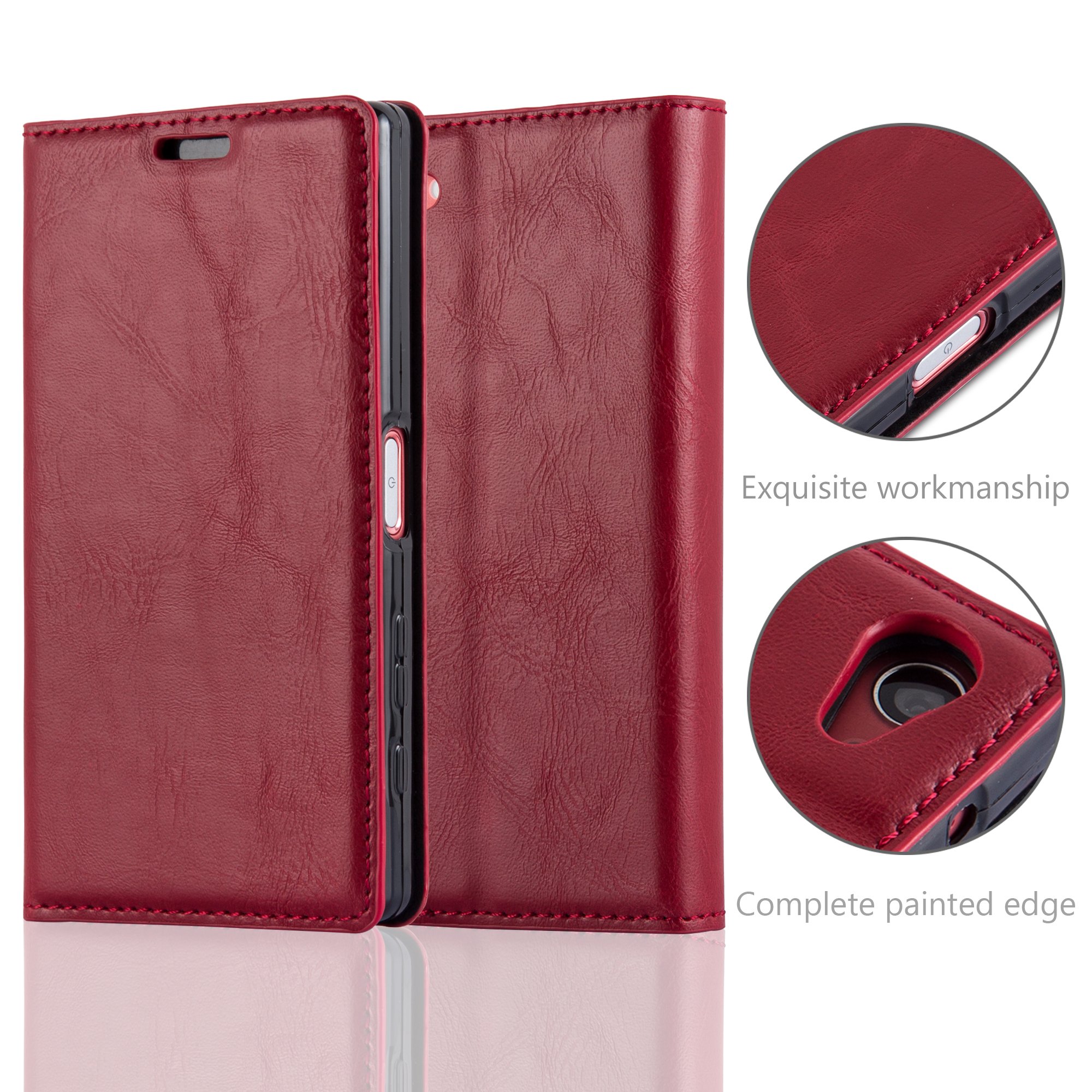 Custodia Flip Cadorabo Per Sony Xperia Z5 Compact – Colore Rosso Cremisi – In Similpelle Strutturata Con Chiusura Magnetica E Slot Per Carte