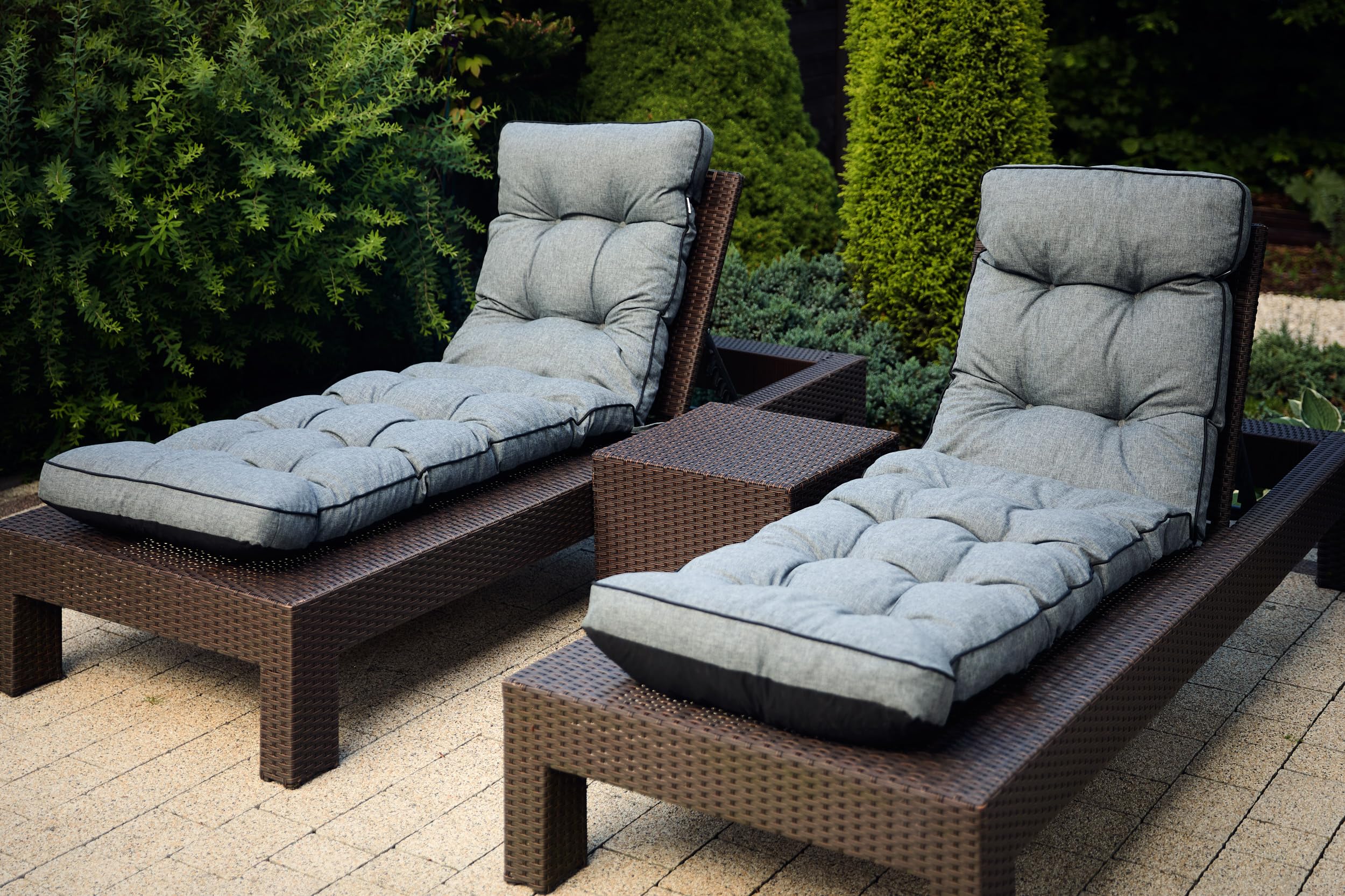 Cuscino per sedia a sdraio da giardino, 200 x 55 x 8 cm, cuscini per sedia a sdraio, imbottitura per lettino prendisole, trapuntato, 100% Made in EU - marrone